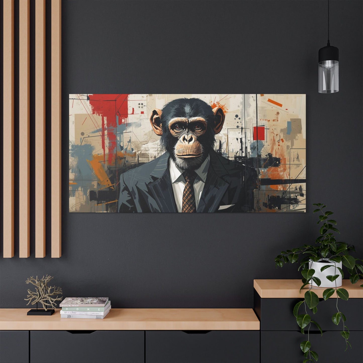 Stylish Monkey Art Canvas Print, Unique Wall Decor, Home Office Decoration, Contemporary Artwork, Gift for Art Lovers