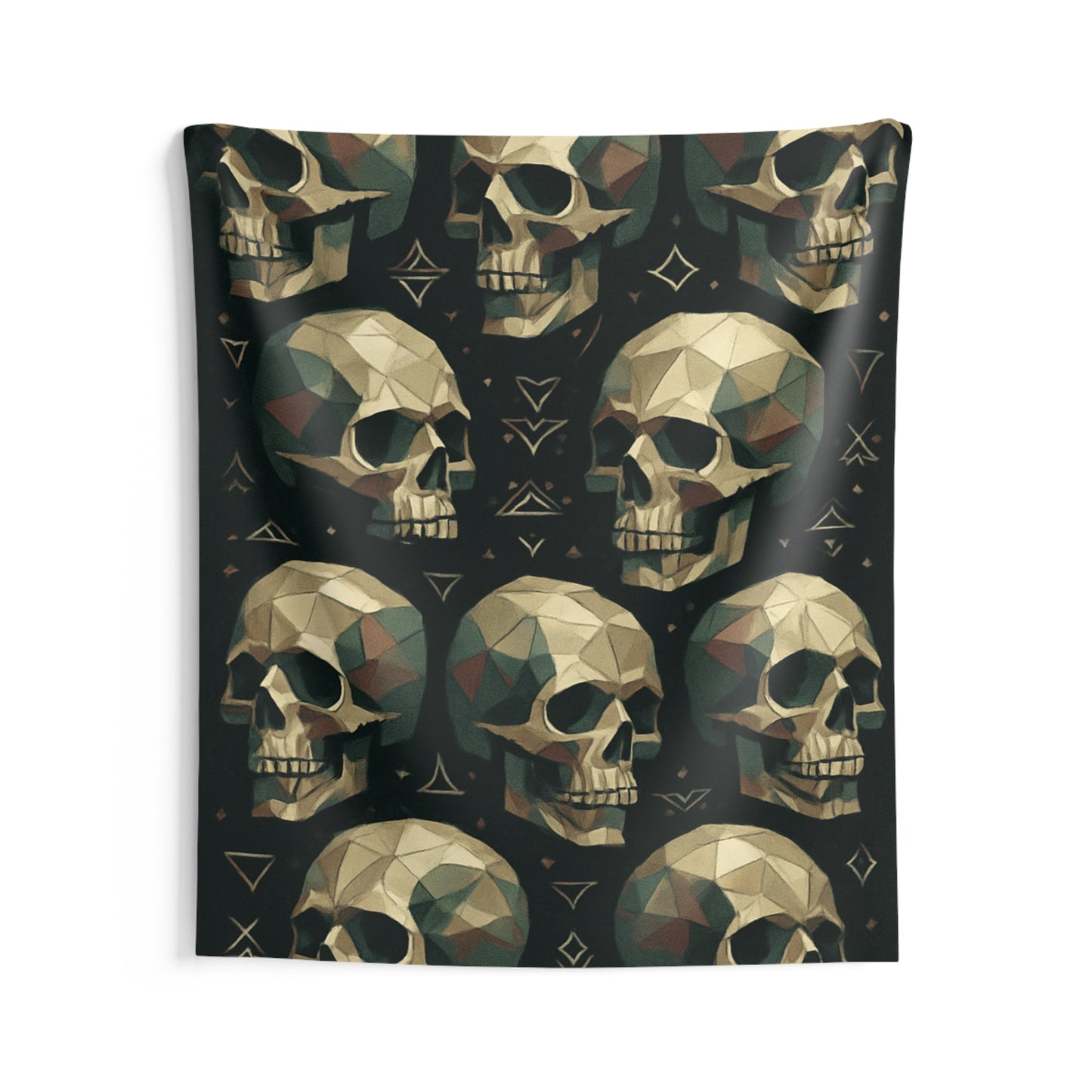 Geometric Skull Tapestry, Boho Wall Art, Gothic Room Decor, Indoor Decoration, Unique Home Accent