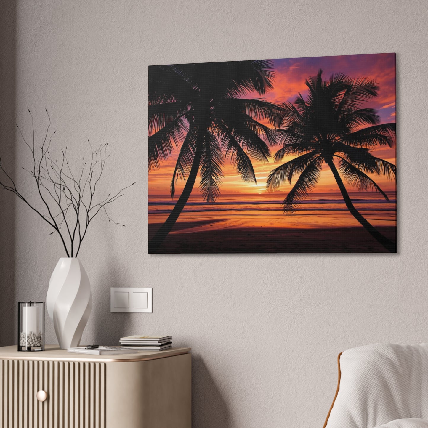 Sunset Palm Tree Canvas Print
