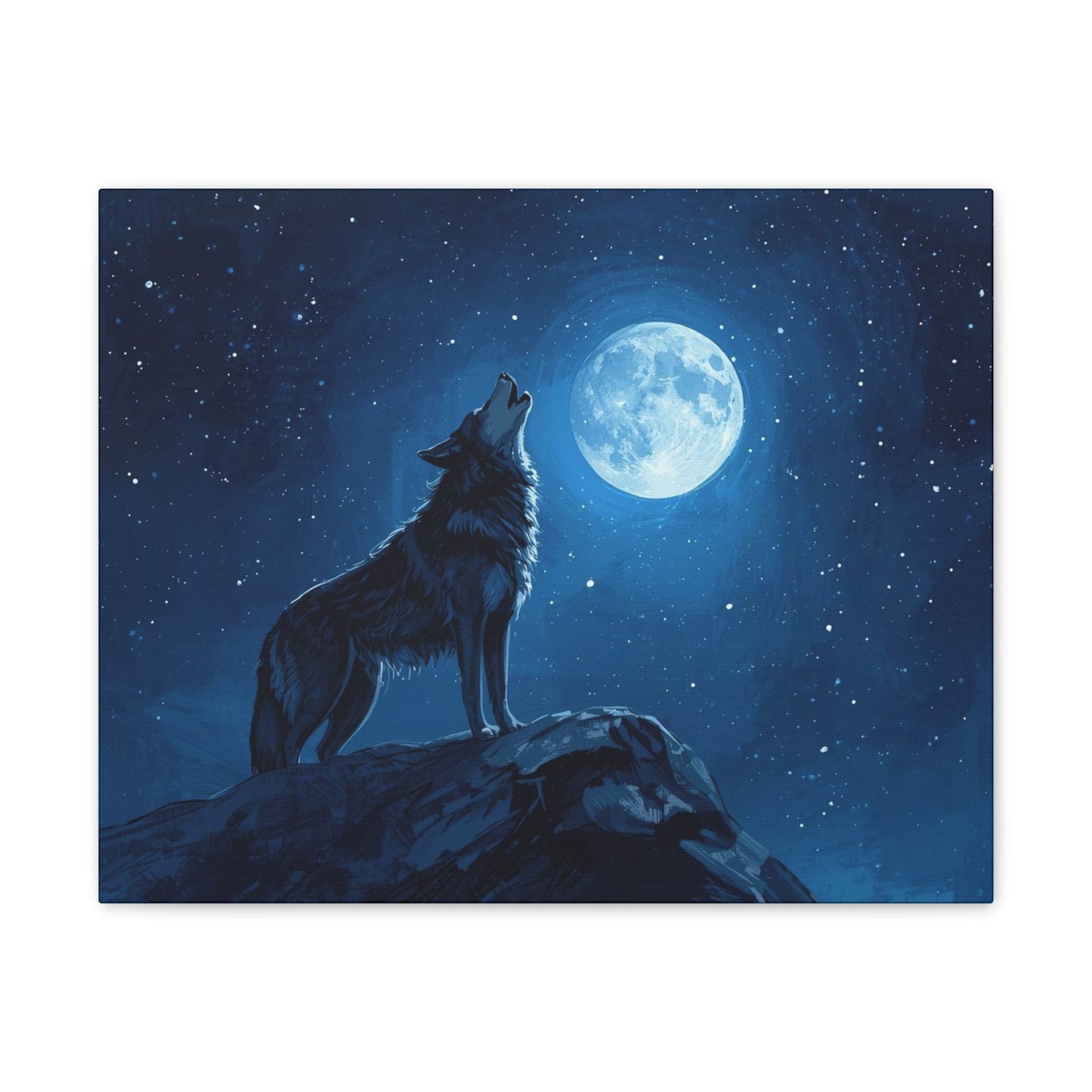 Wolf Howling at Moon Canvas Art