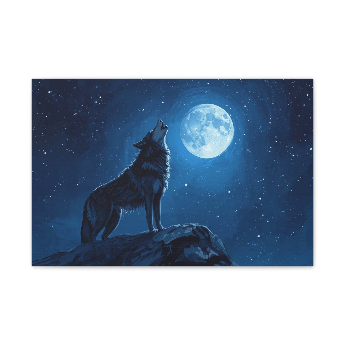 Wolf Howling at Moon Canvas Art