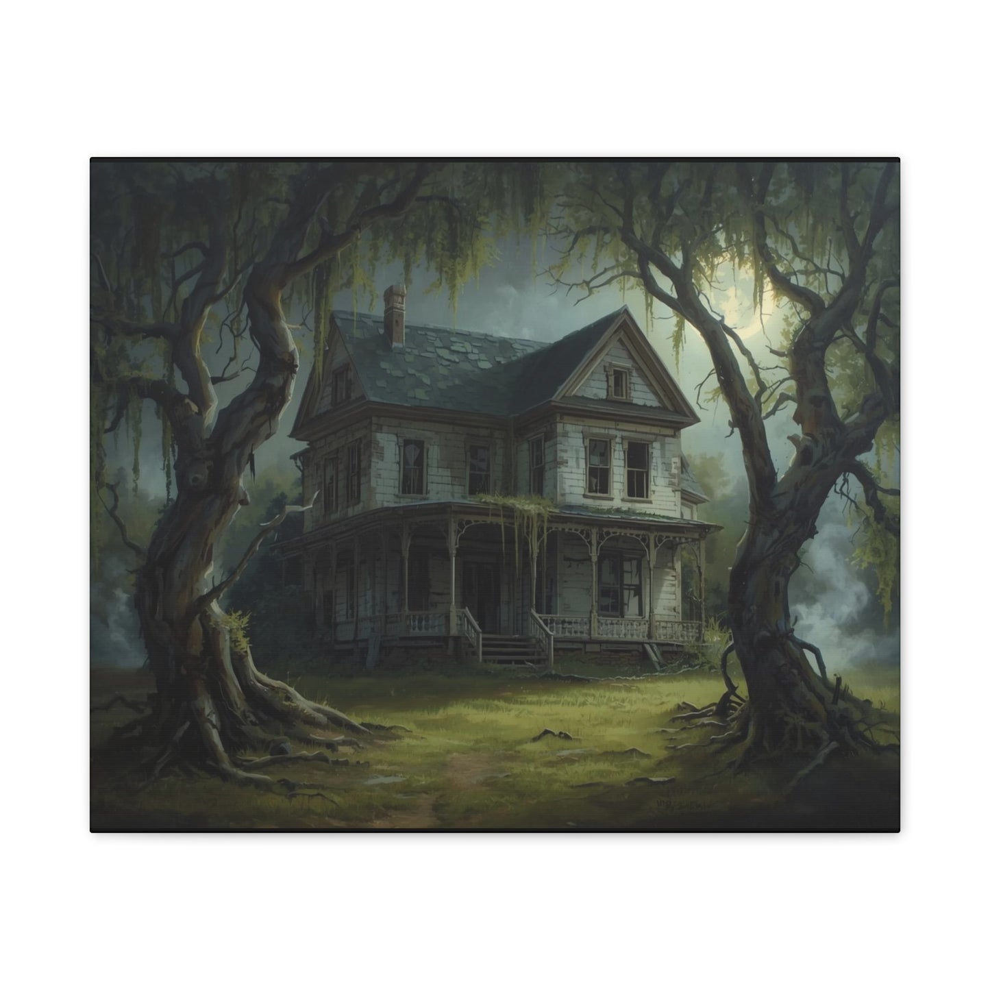 Spooky Vintage House Canvas Art