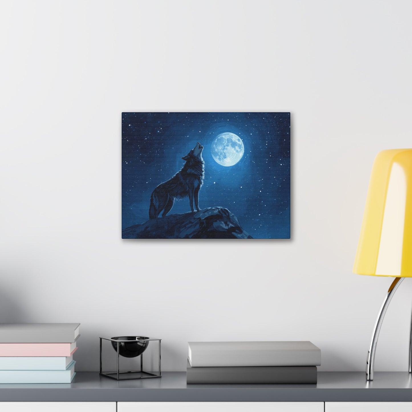 Wolf Howling at Moon Canvas Art