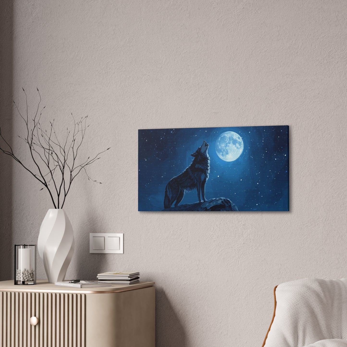 Wolf Howling at Moon Canvas Art