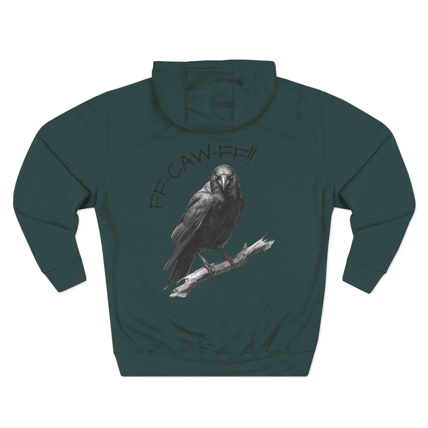 FF-CAW-FF Raven Fleece Hoodie | Cozy Fall Outdoor Sweater, Gift for Bird Lovers, Perfect for Casual Wear and Halloween