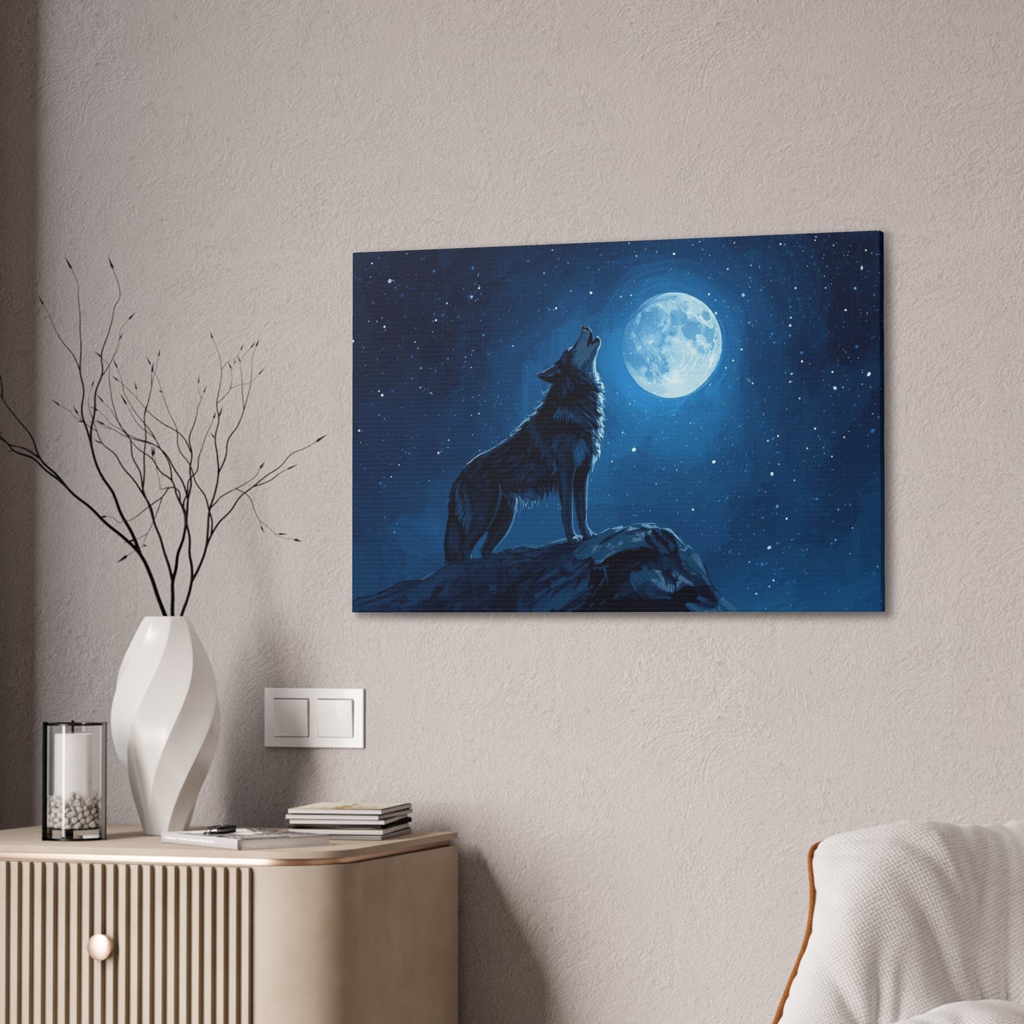 Wolf Howling at Moon Canvas Art
