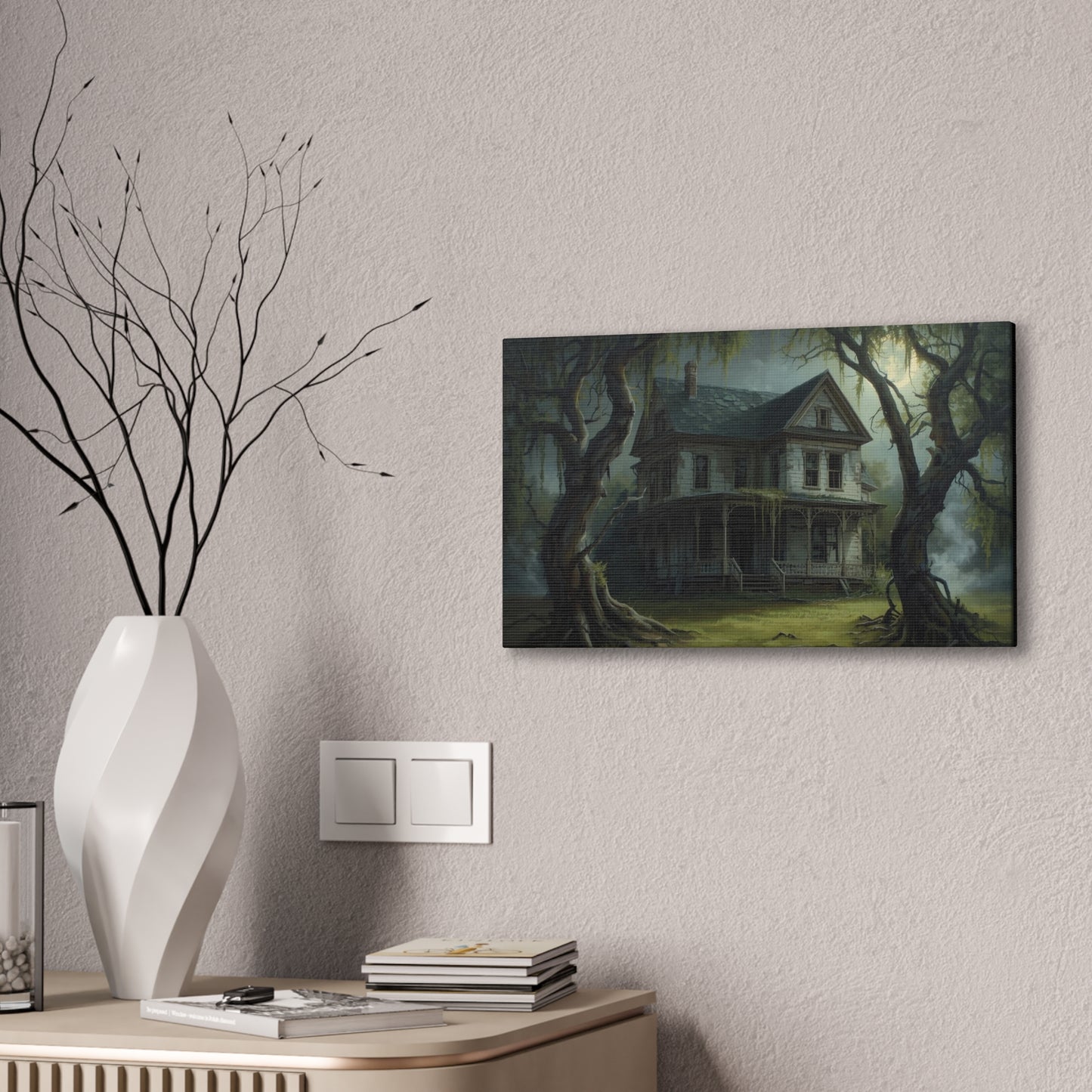 Spooky Vintage House Canvas Art