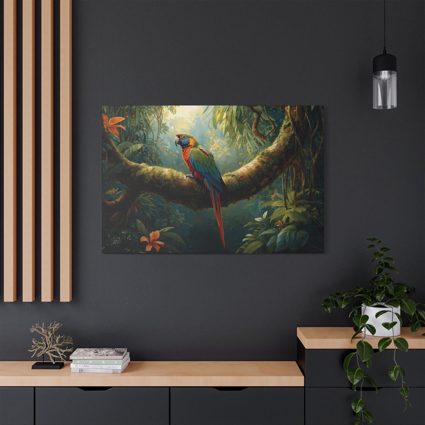Vibrant Parrot Tropical Jungle Canvas Wall Art