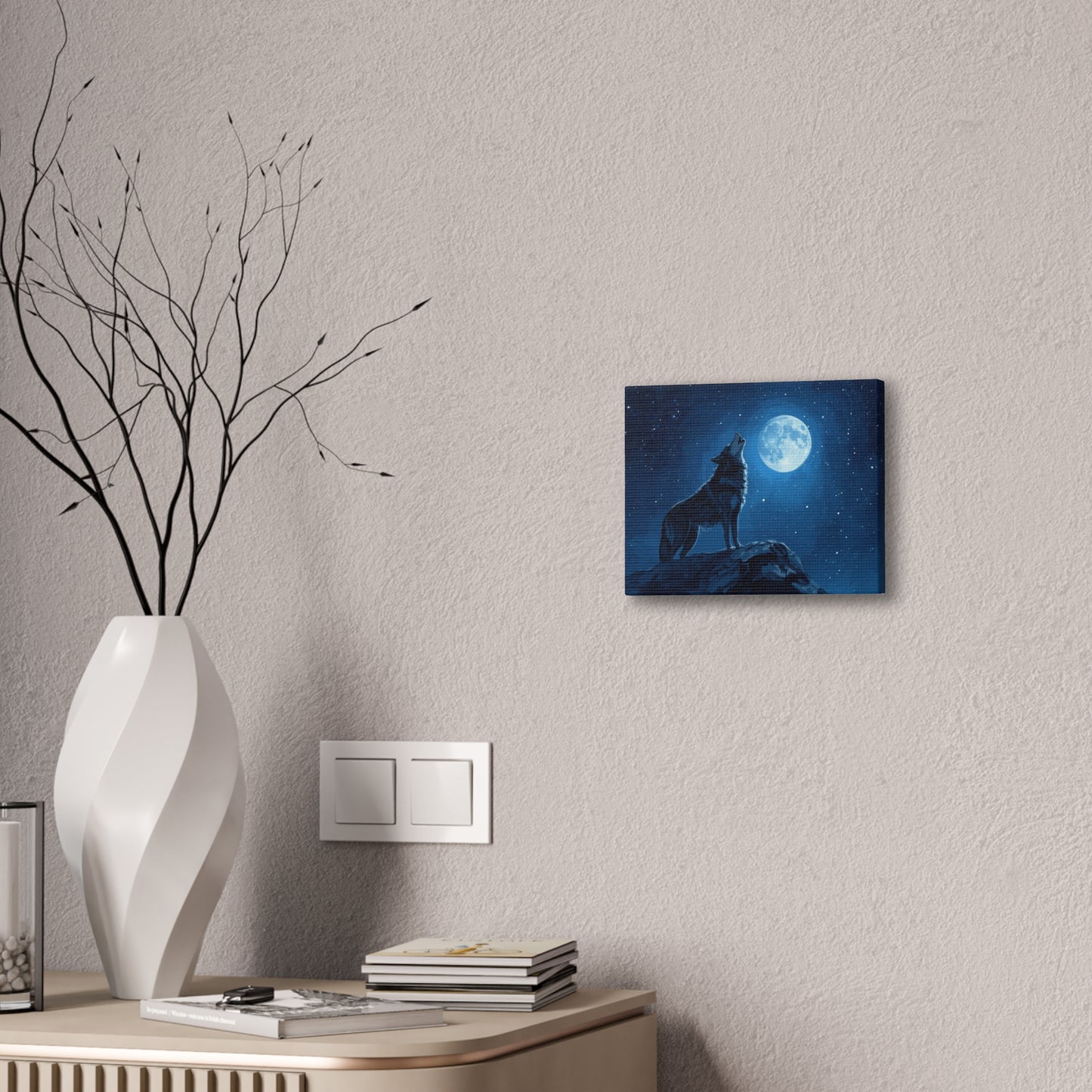 Wolf Howling at Moon Canvas Art