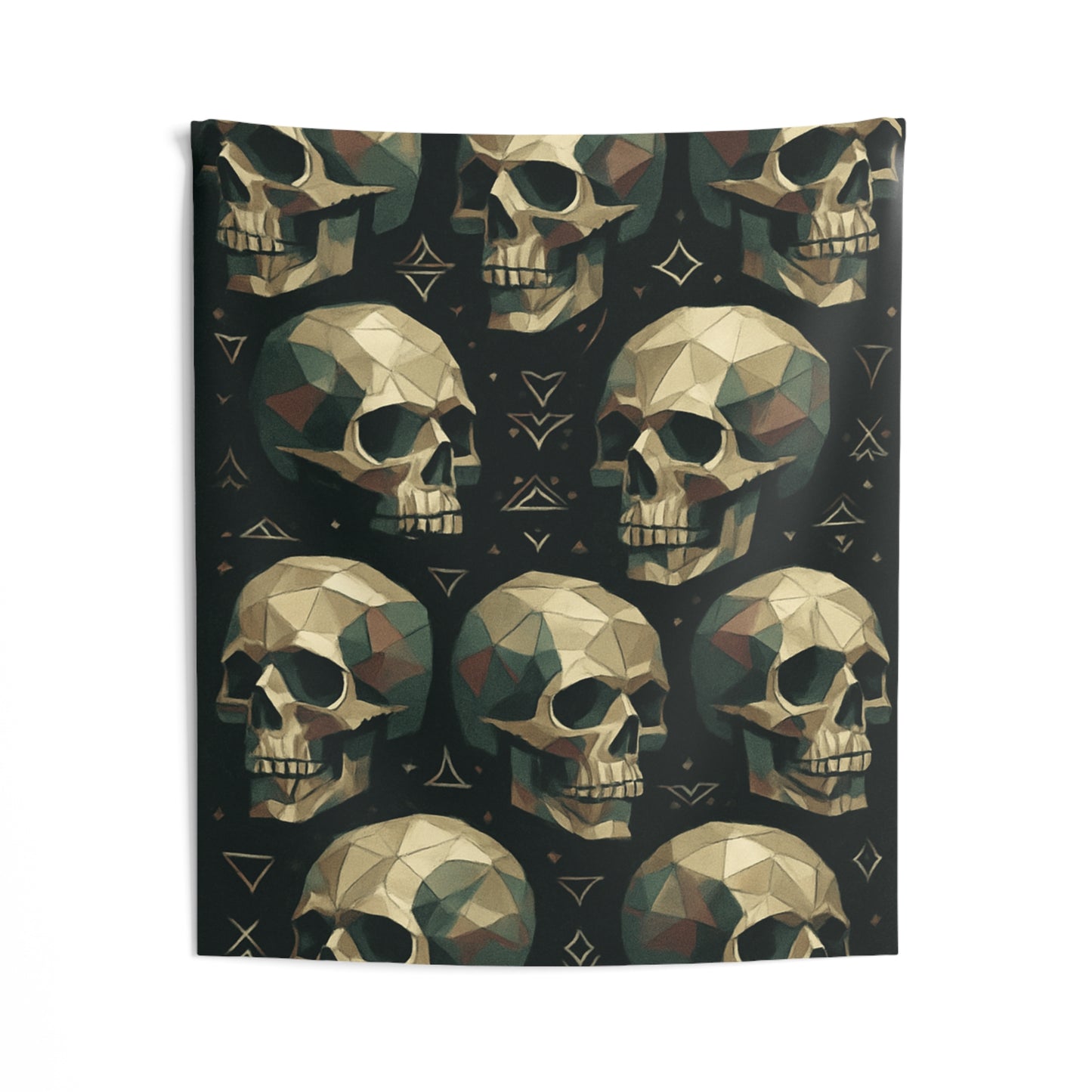 Geometric Skull Tapestry, Boho Wall Art, Gothic Room Decor, Indoor Decoration, Unique Home Accent