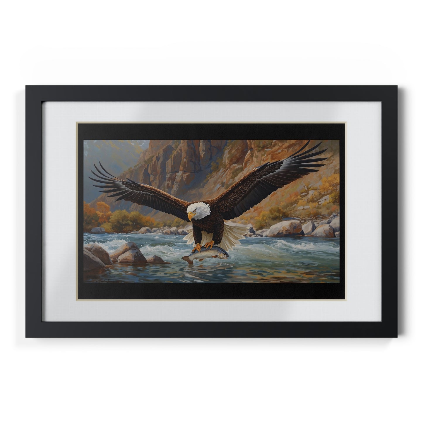 Elegant Black Framed Eagle Print