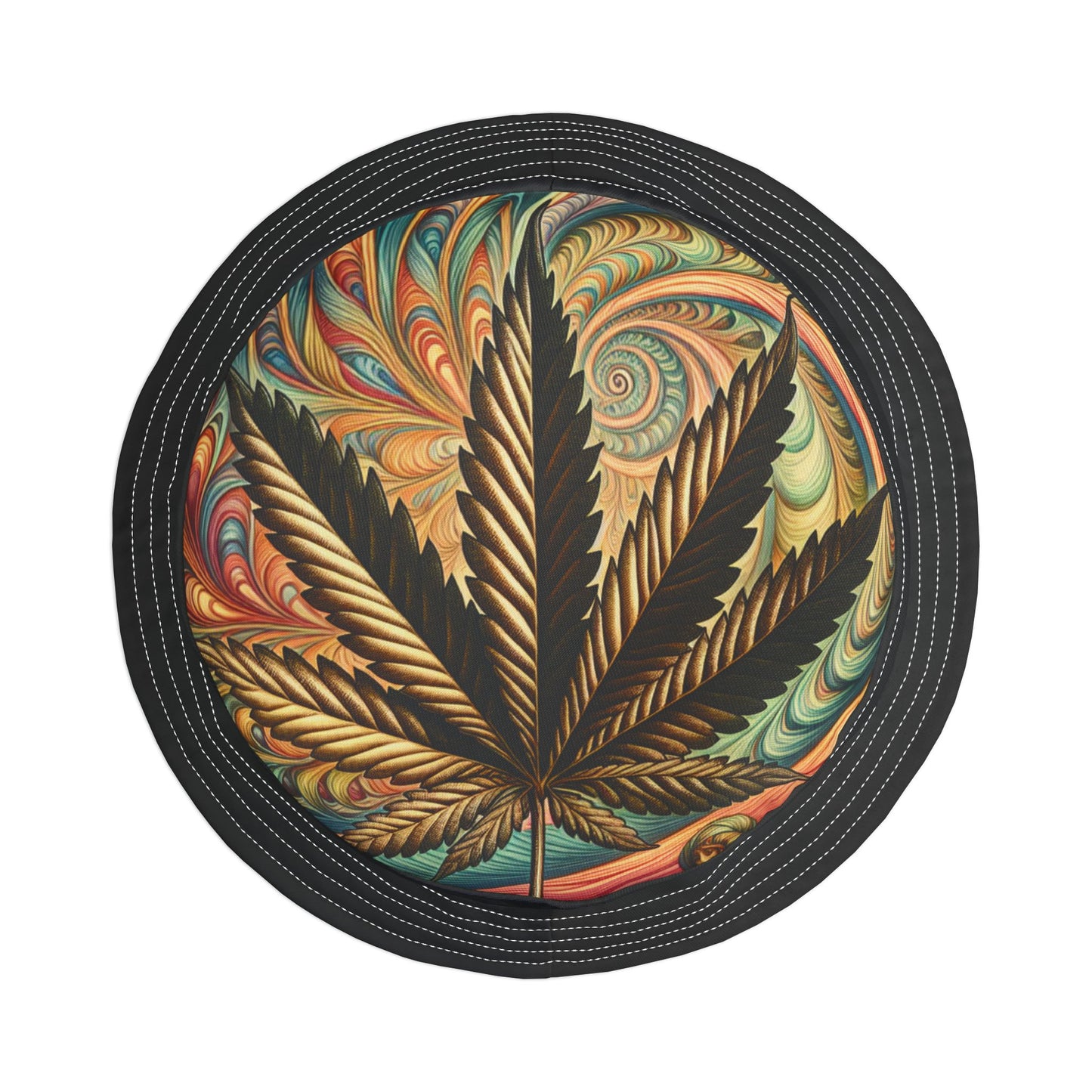 Trippy Pot Leaf Bucket Hat - Cannabis Lover Festival Accessory, Hippie Psychedelic Cap, Weed Leaf Outdoor Adventure Headwear, Trendy Stoner