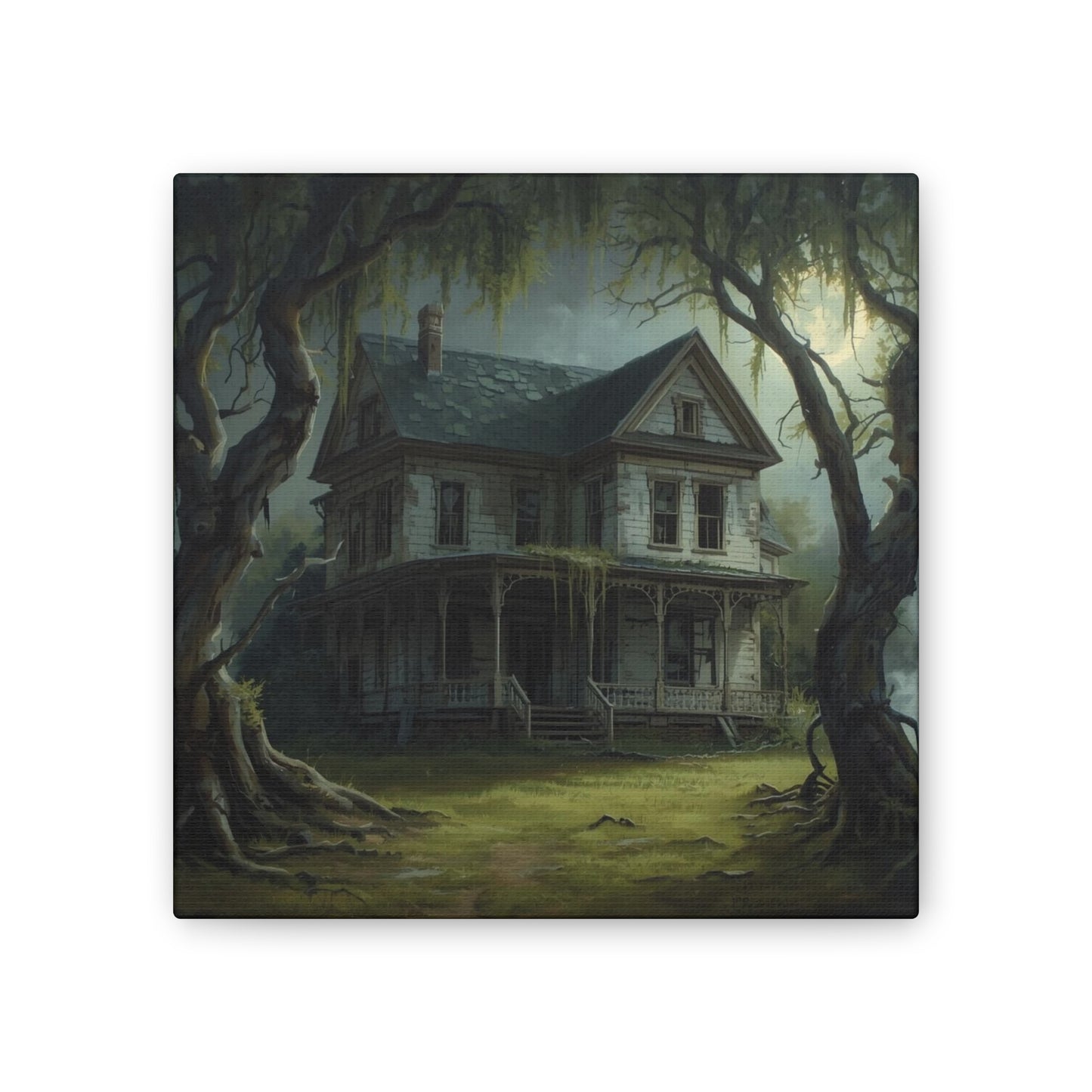 Spooky Vintage House Canvas Art