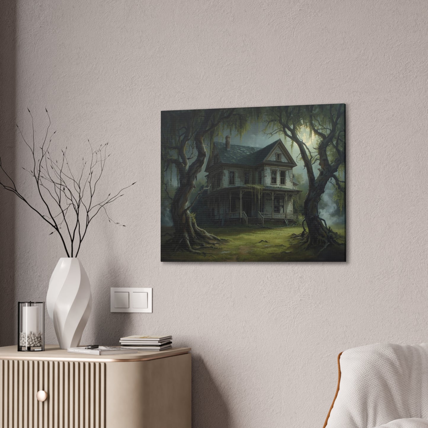 Spooky Vintage House Canvas Art