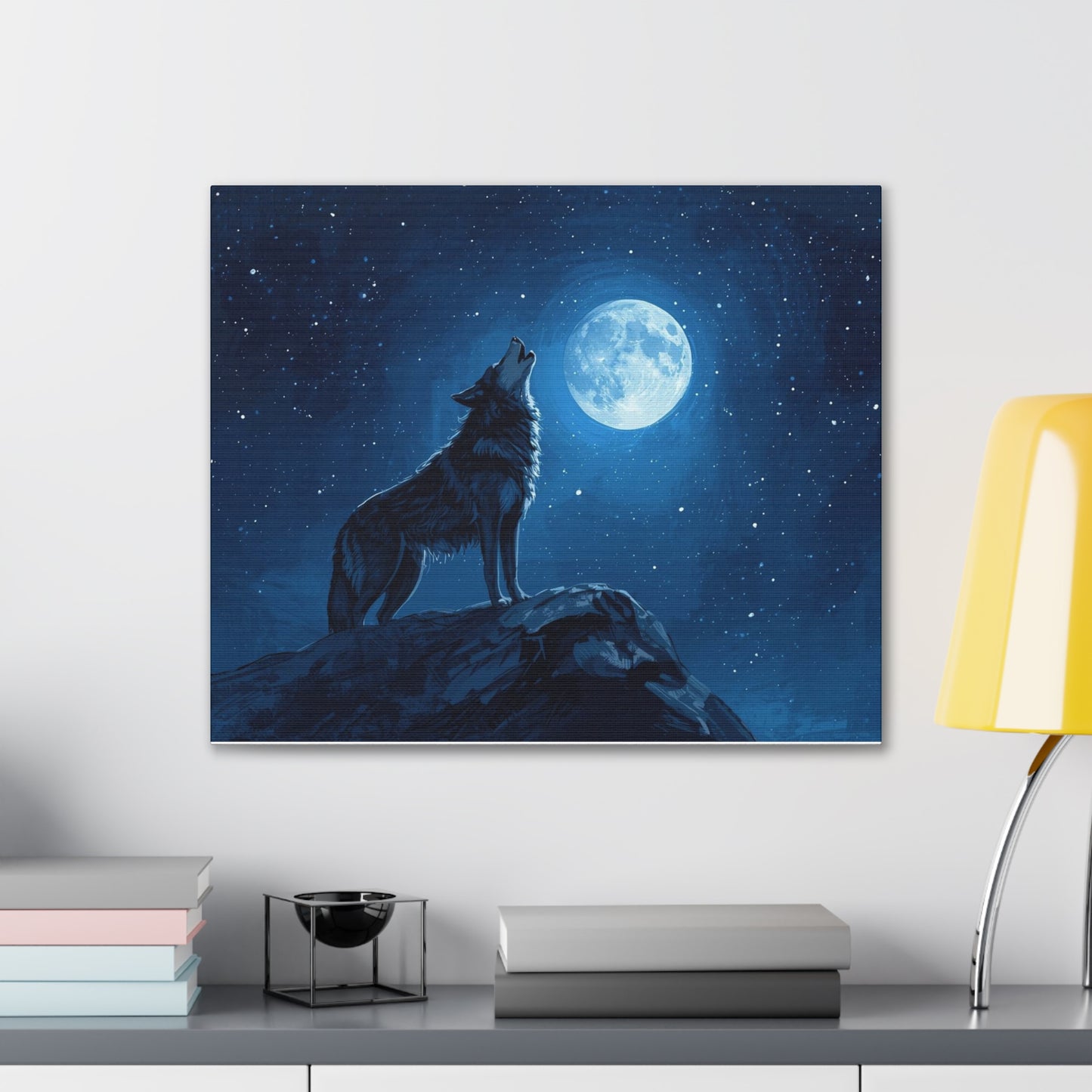 Wolf Howling at Moon Canvas Art