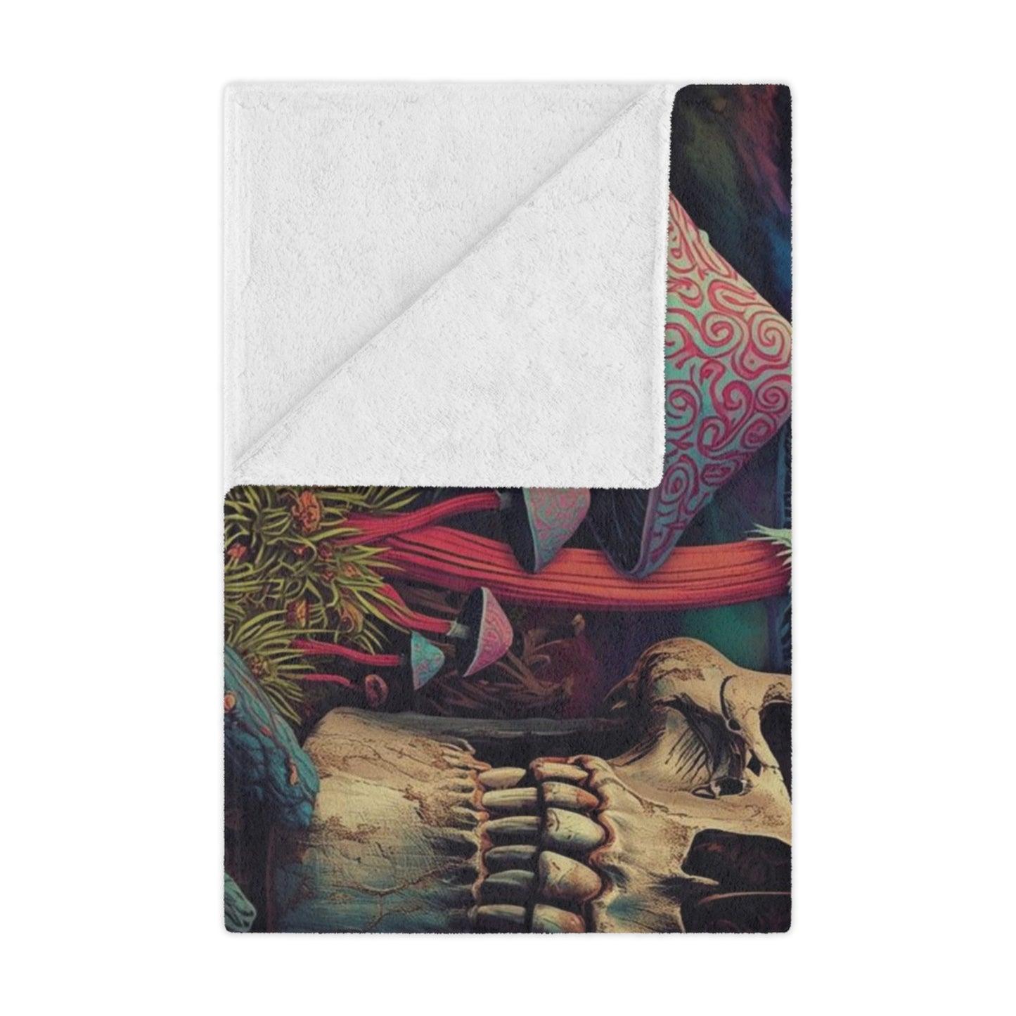 Psychedelic Skull Minky Blanket | Soft Throw Blanket for Boho Decor, Cozy Home, Gift for Dreamers, Halloween, Festival Vibe