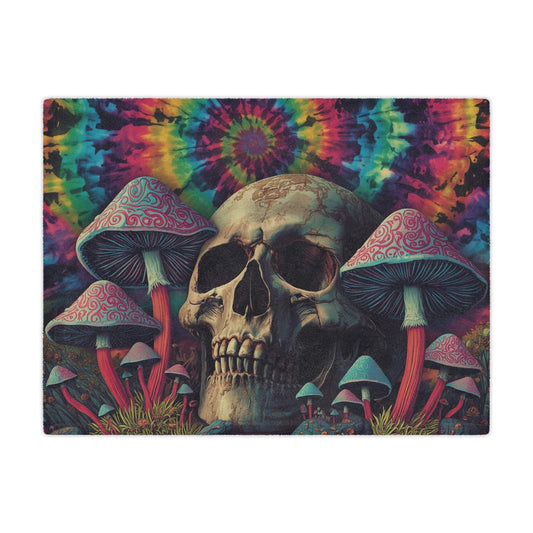 Psychedelic Skull Minky Blanket | Soft Throw Blanket for Boho Decor, Cozy Home, Gift for Dreamers, Halloween, Festival Vibe