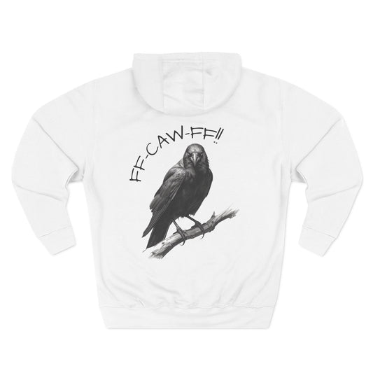 FF-CAW-FF Raven Fleece Hoodie | Cozy Fall Outdoor Sweater, Gift for Bird Lovers, Perfect for Casual Wear and Halloween