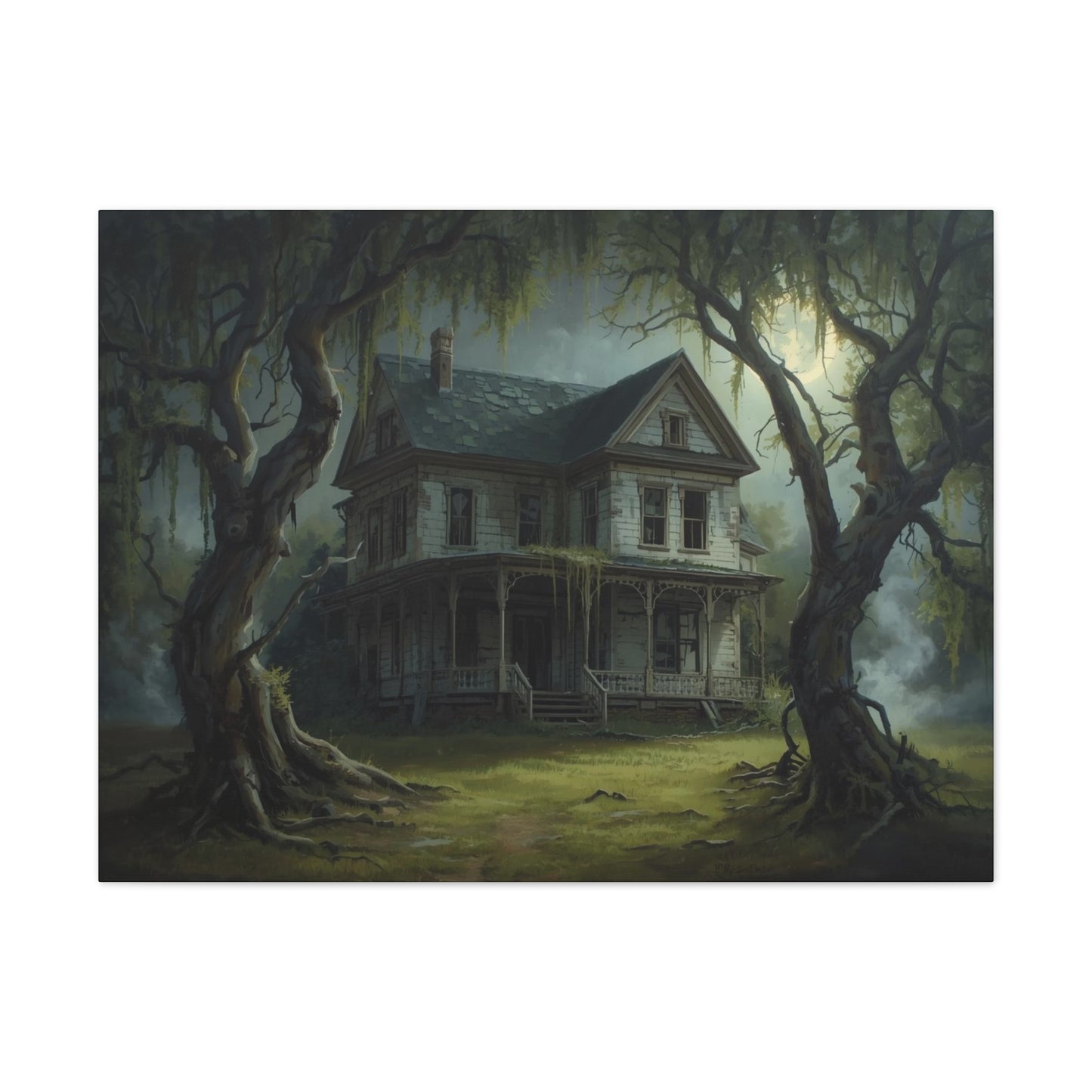 Spooky Vintage House Canvas Art