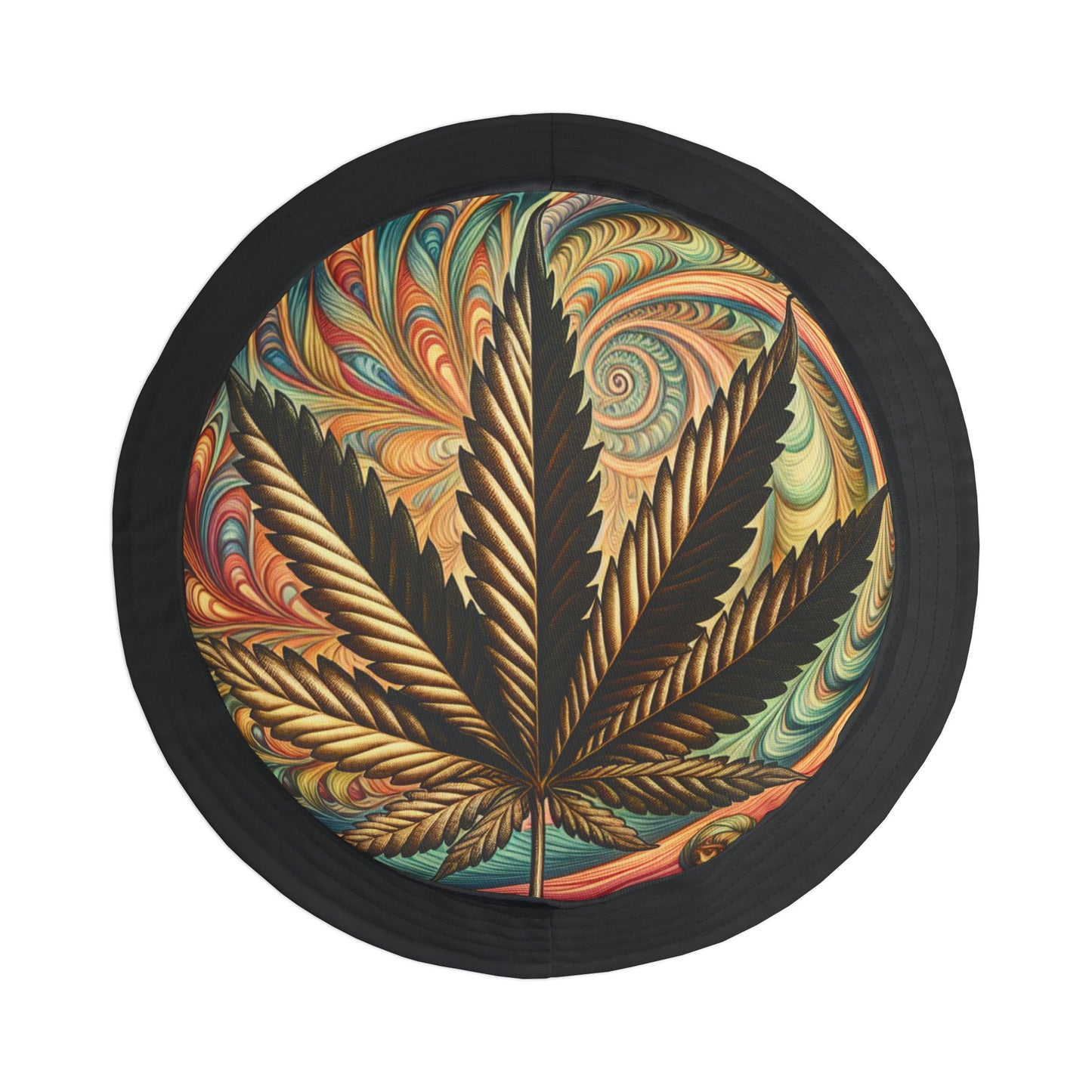Trippy Pot Leaf Bucket Hat - Cannabis Lover Festival Accessory, Hippie Psychedelic Cap, Weed Leaf Outdoor Adventure Headwear, Trendy Stoner