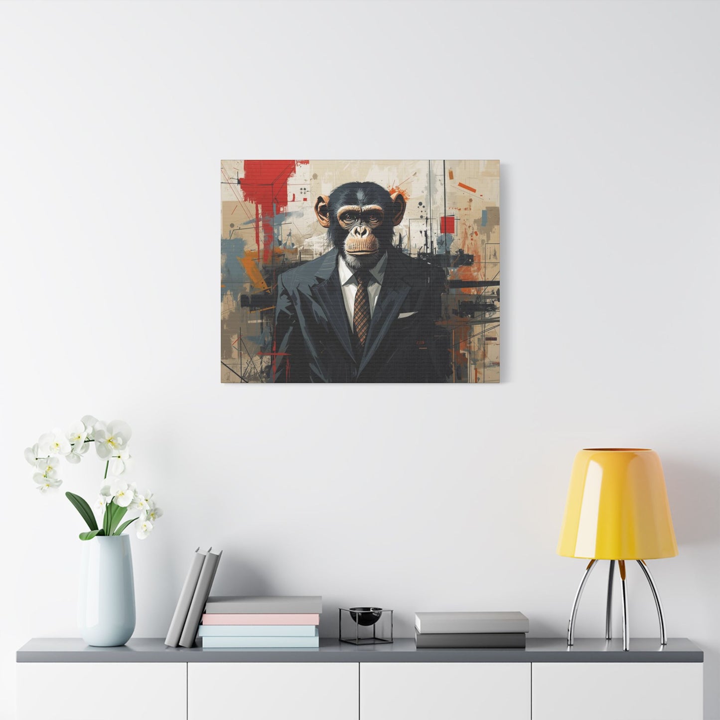 Stylish Monkey Art Canvas Print, Unique Wall Decor, Home Office Decoration, Contemporary Artwork, Gift for Art Lovers
