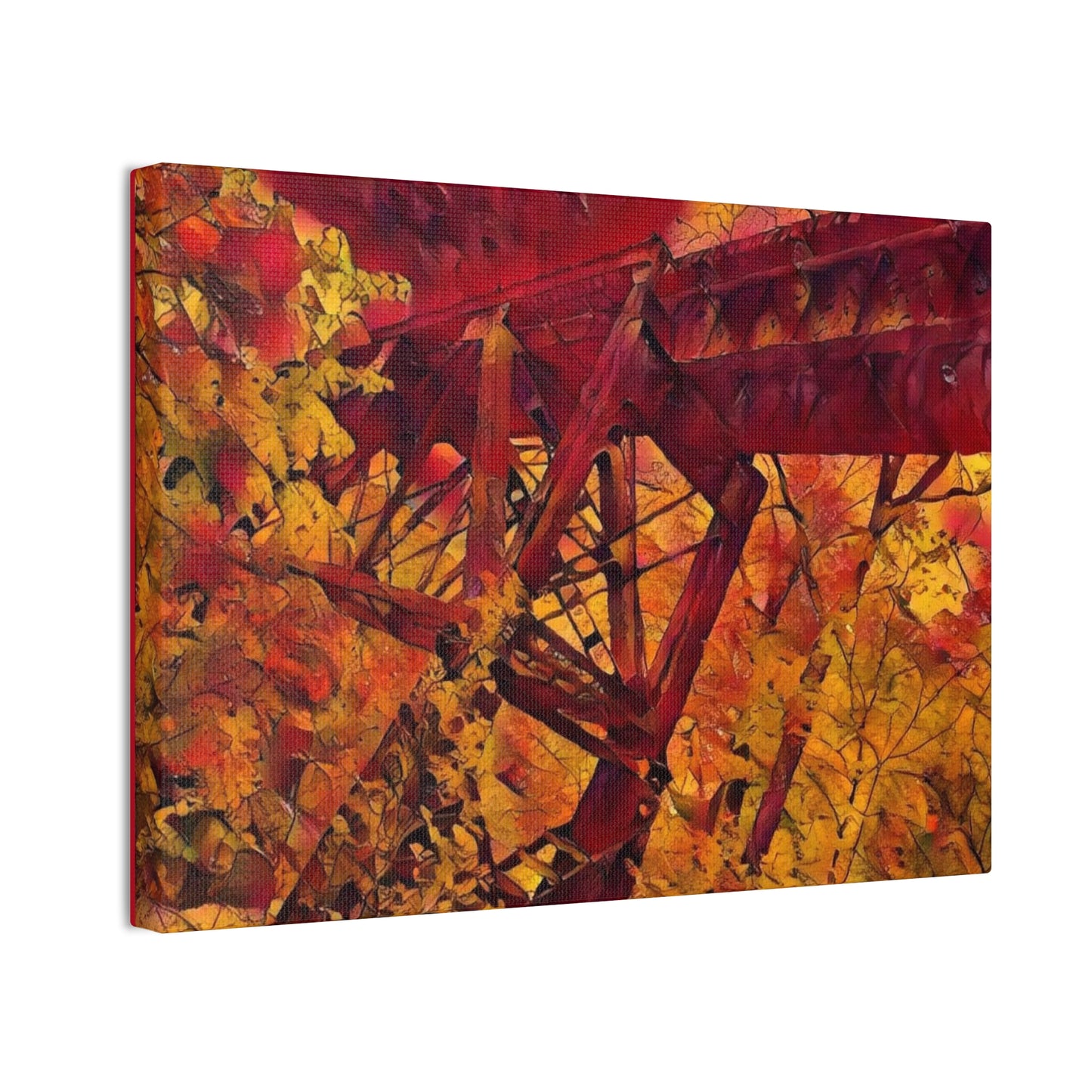Vibrant Autumn Bridge Landscape Wall Decor