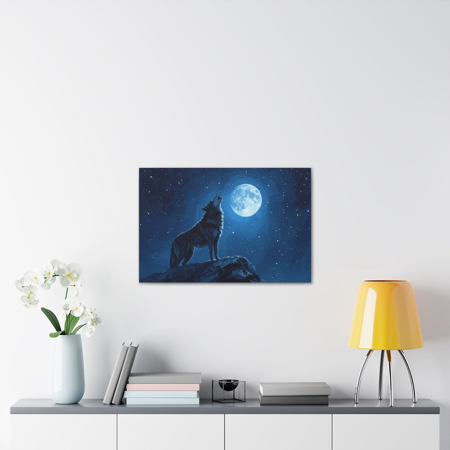 Wolf Howling at Moon Canvas Art