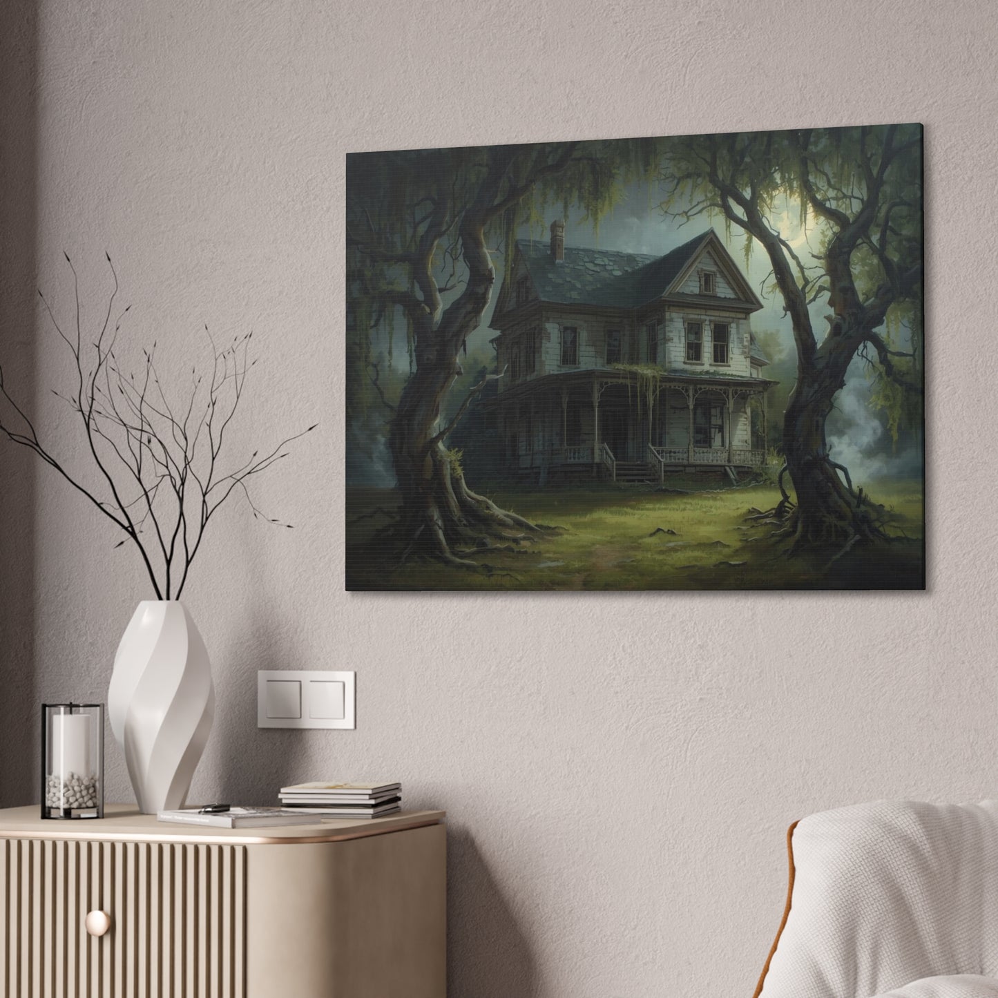 Spooky Vintage House Canvas Art