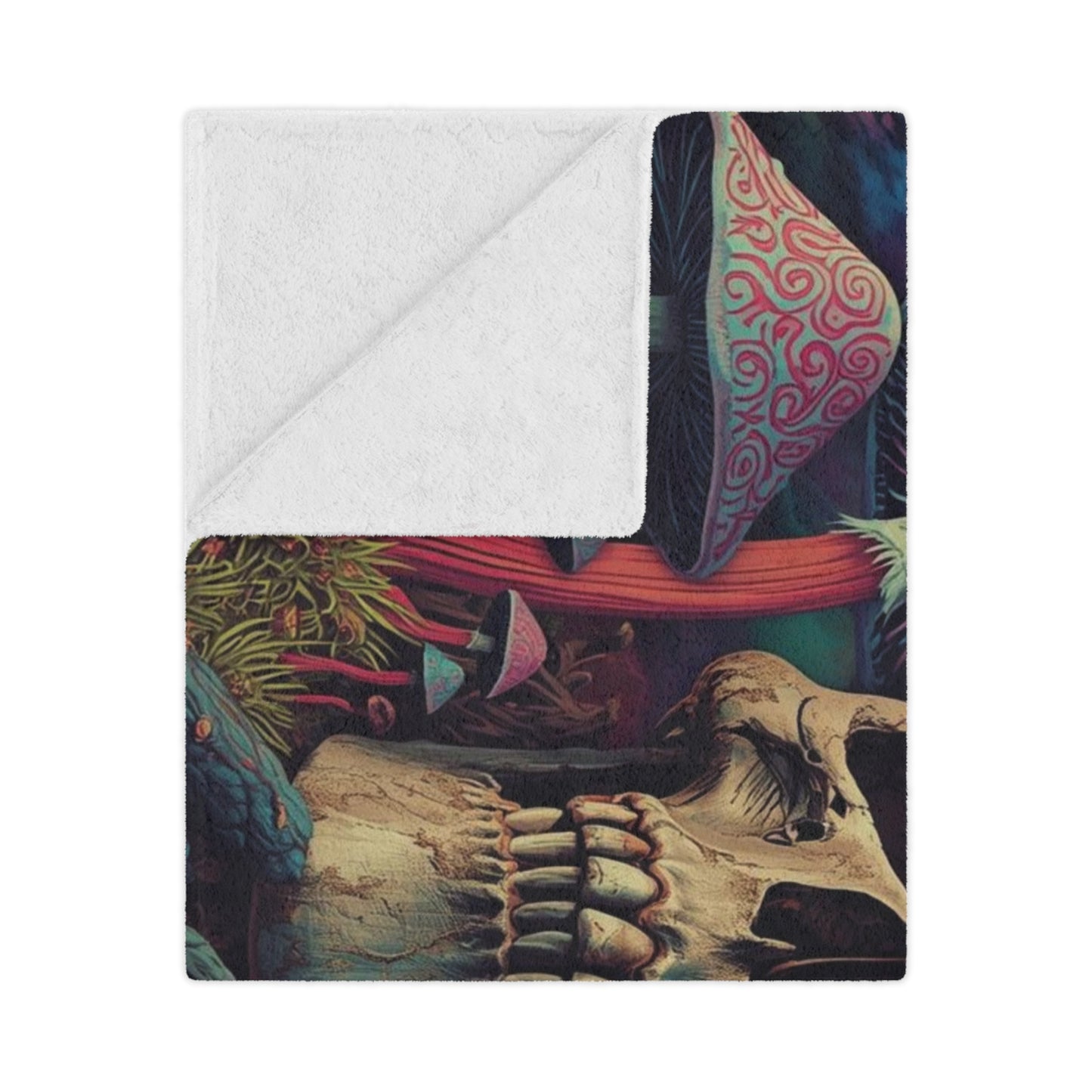 Psychedelic Skull Minky Blanket | Soft Throw Blanket for Boho Decor, Cozy Home, Gift for Dreamers, Halloween, Festival Vibe