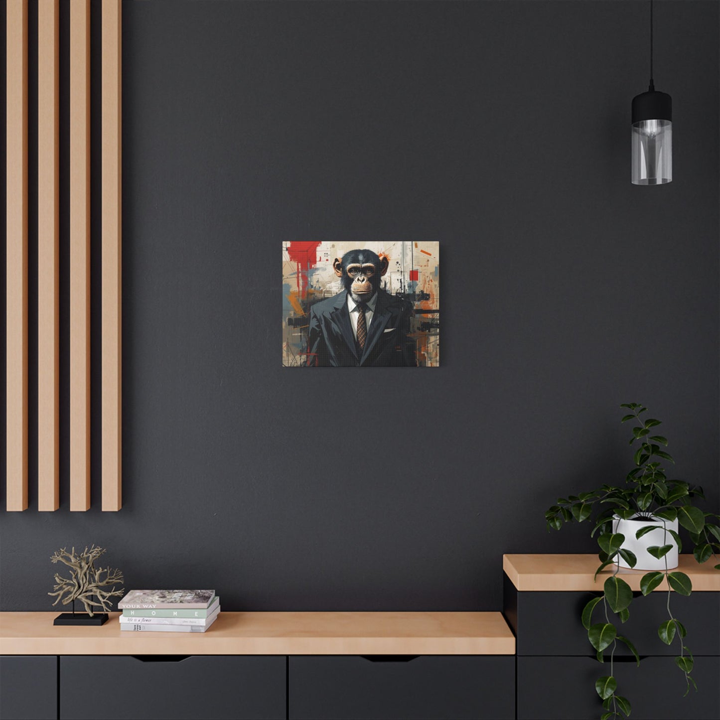 Stylish Monkey Art Canvas Print, Unique Wall Decor, Home Office Decoration, Contemporary Artwork, Gift for Art Lovers
