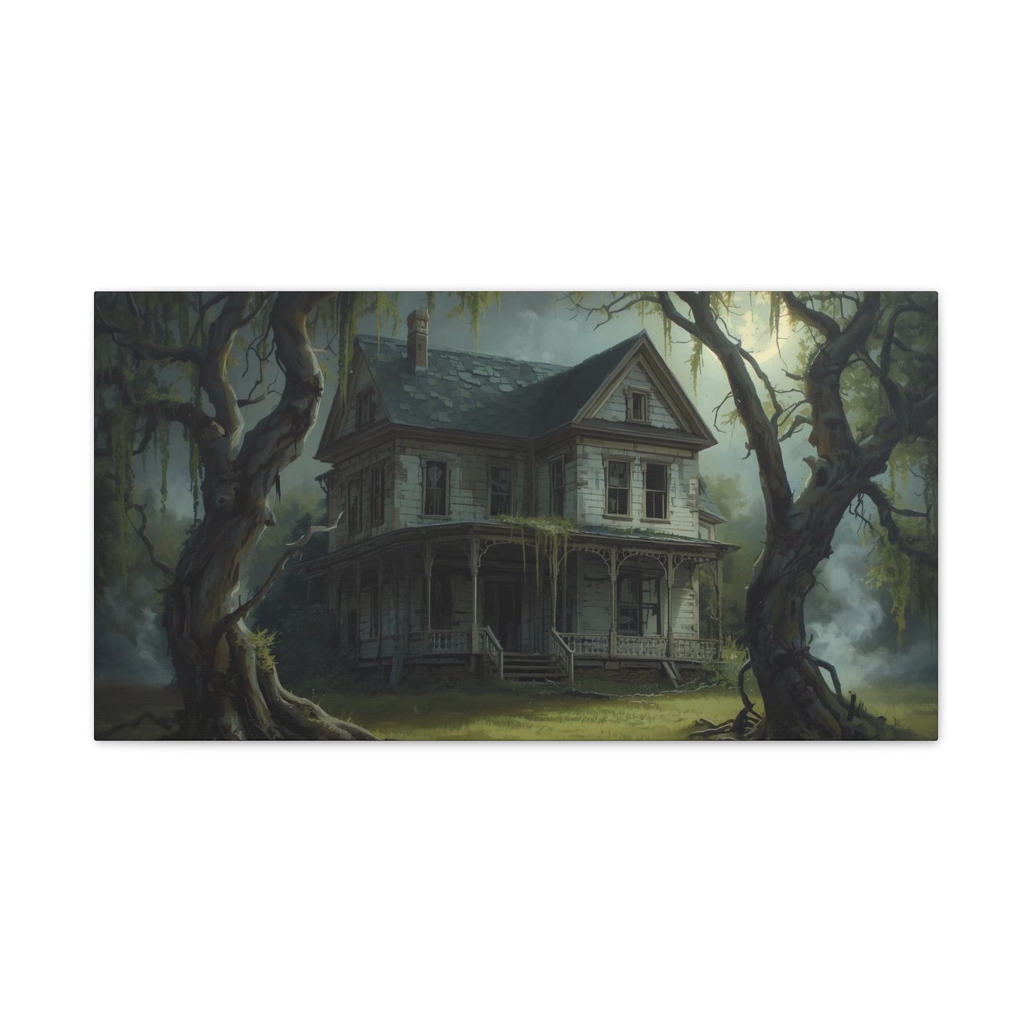 Spooky Vintage House Canvas Art