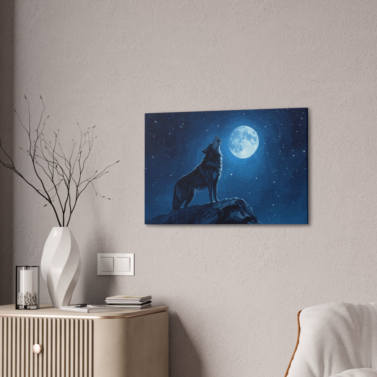 Wolf Howling at Moon Canvas Art