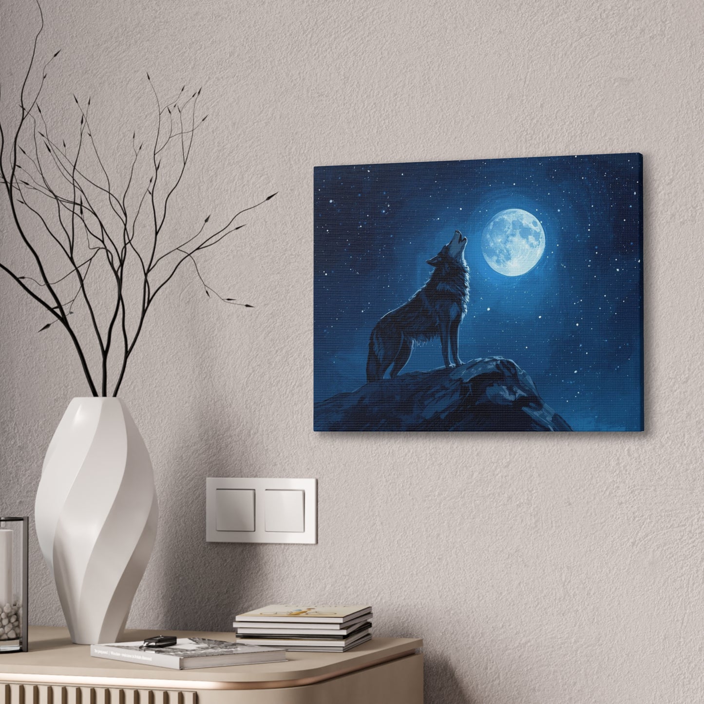 Wolf Howling at Moon Canvas Art
