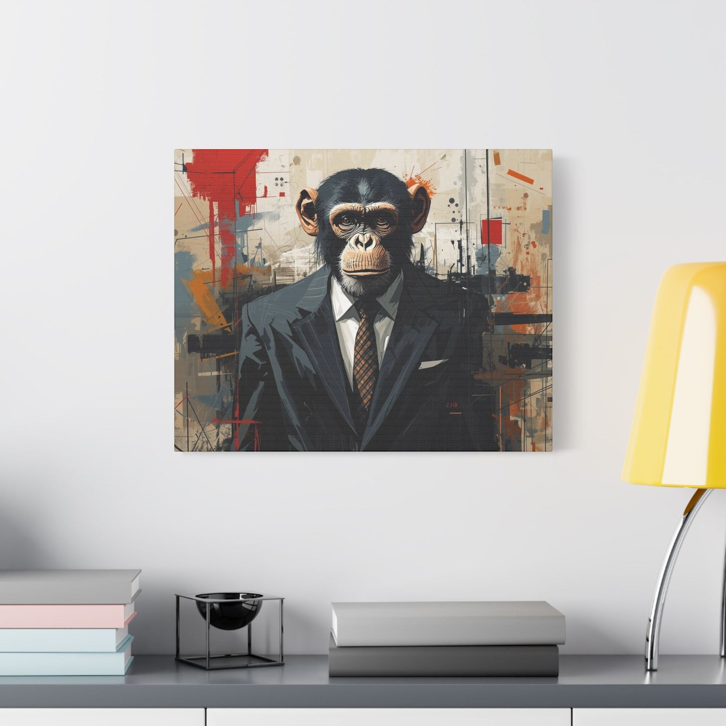 Stylish Monkey Art Canvas Print, Unique Wall Decor, Home Office Decoration, Contemporary Artwork, Gift for Art Lovers