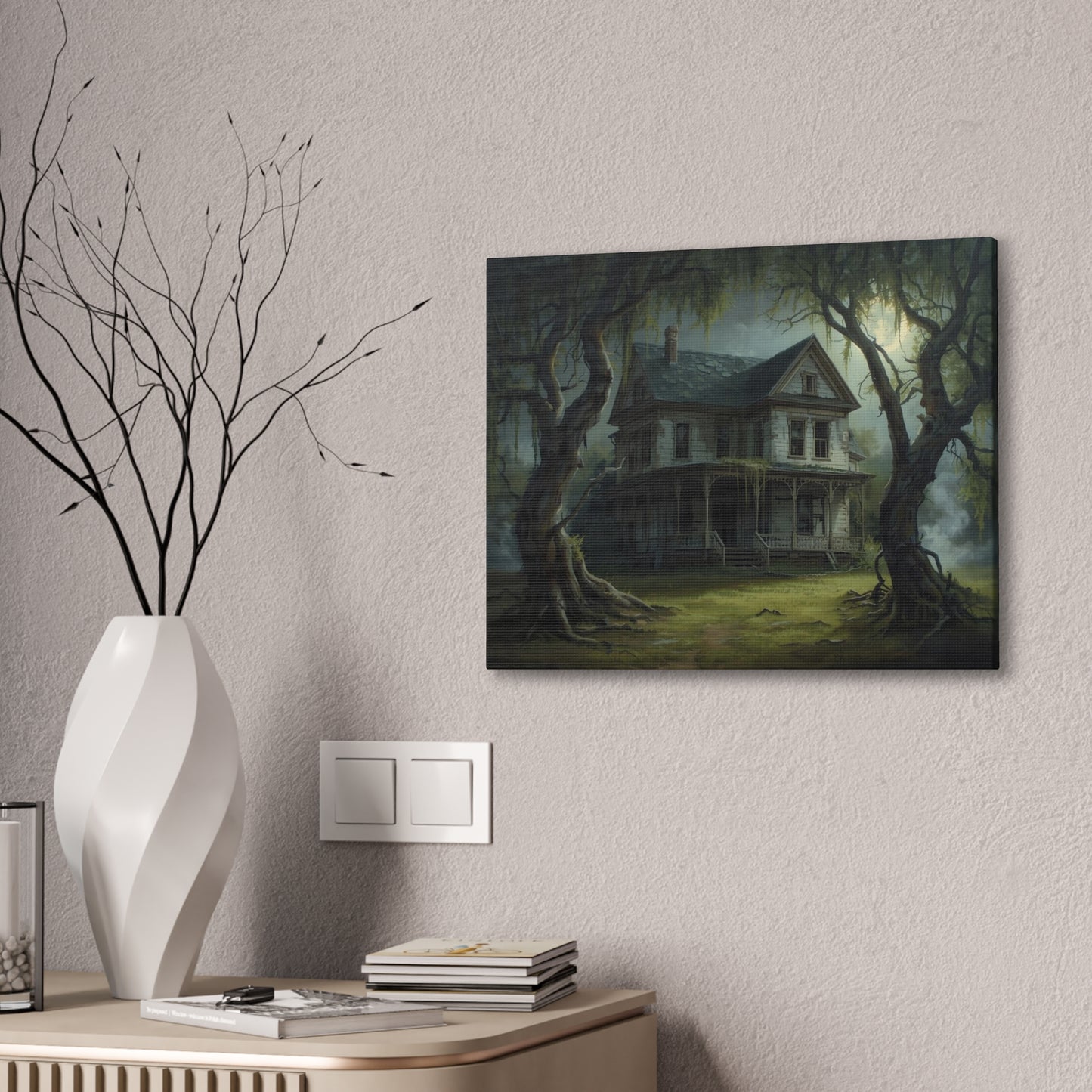 Spooky Vintage House Canvas Art
