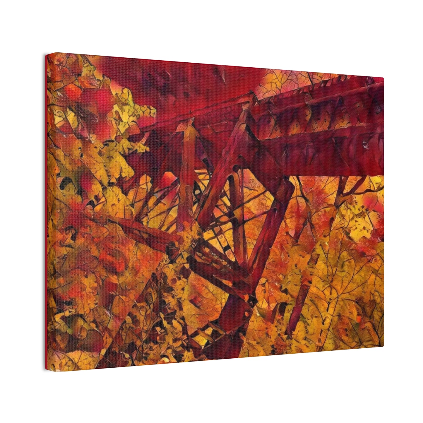 Vibrant Autumn Bridge Landscape Wall Decor