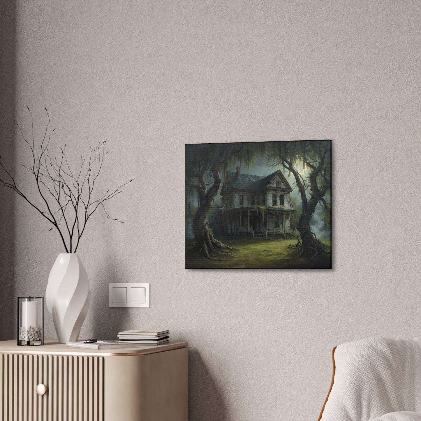 Spooky Vintage House Canvas Art
