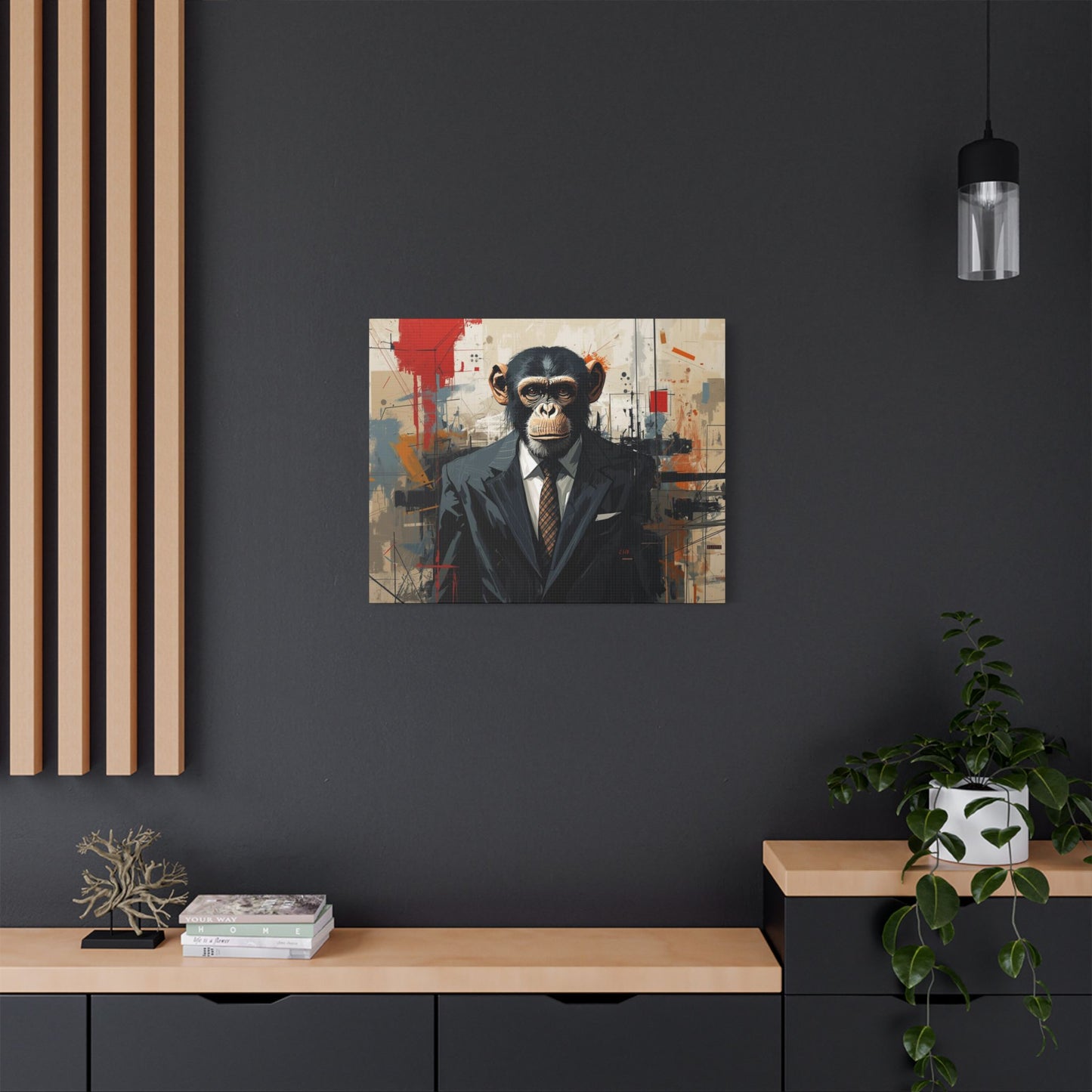 Stylish Monkey Art Canvas Print, Unique Wall Decor, Home Office Decoration, Contemporary Artwork, Gift for Art Lovers
