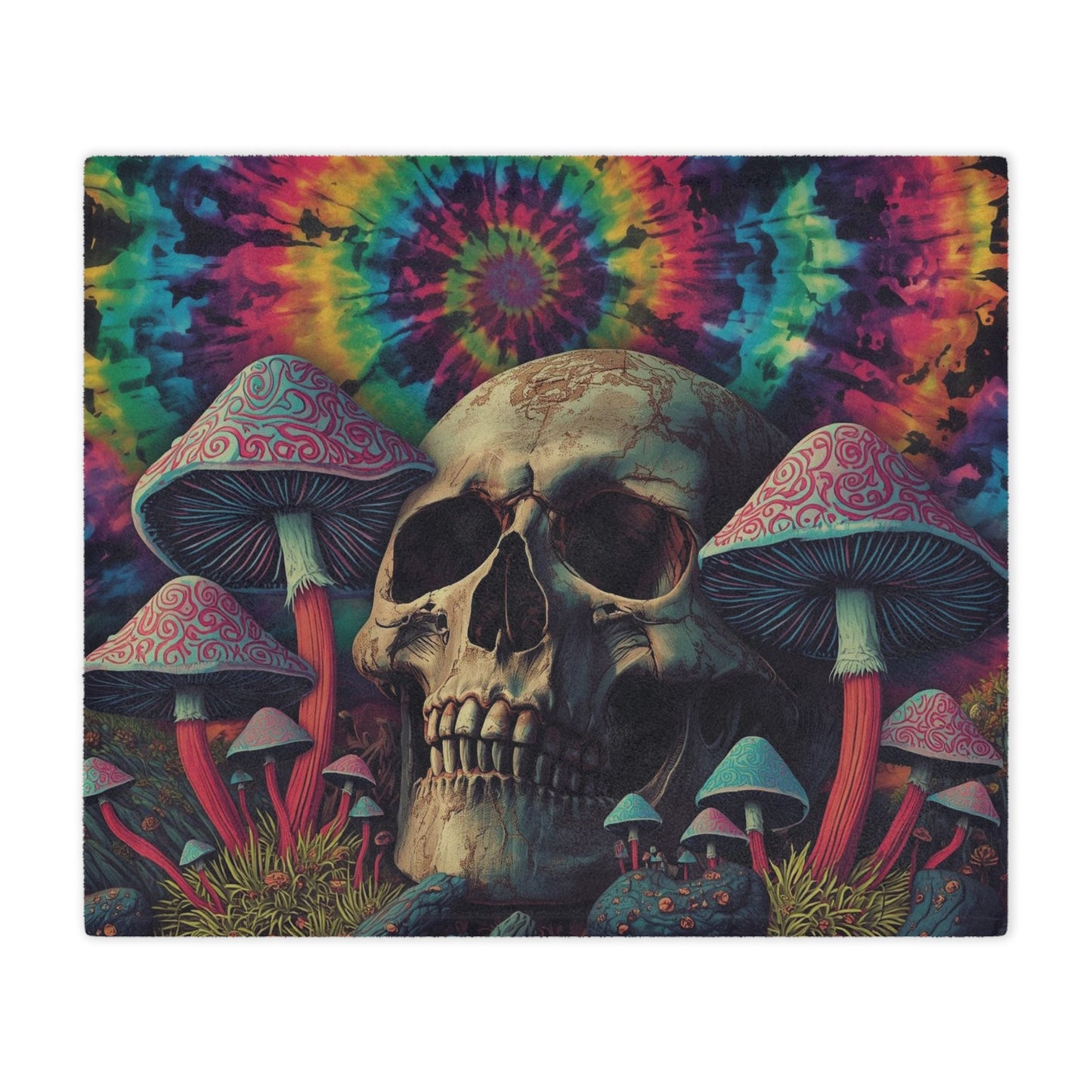 Psychedelic Skull Minky Blanket | Soft Throw Blanket for Boho Decor, Cozy Home, Gift for Dreamers, Halloween, Festival Vibe