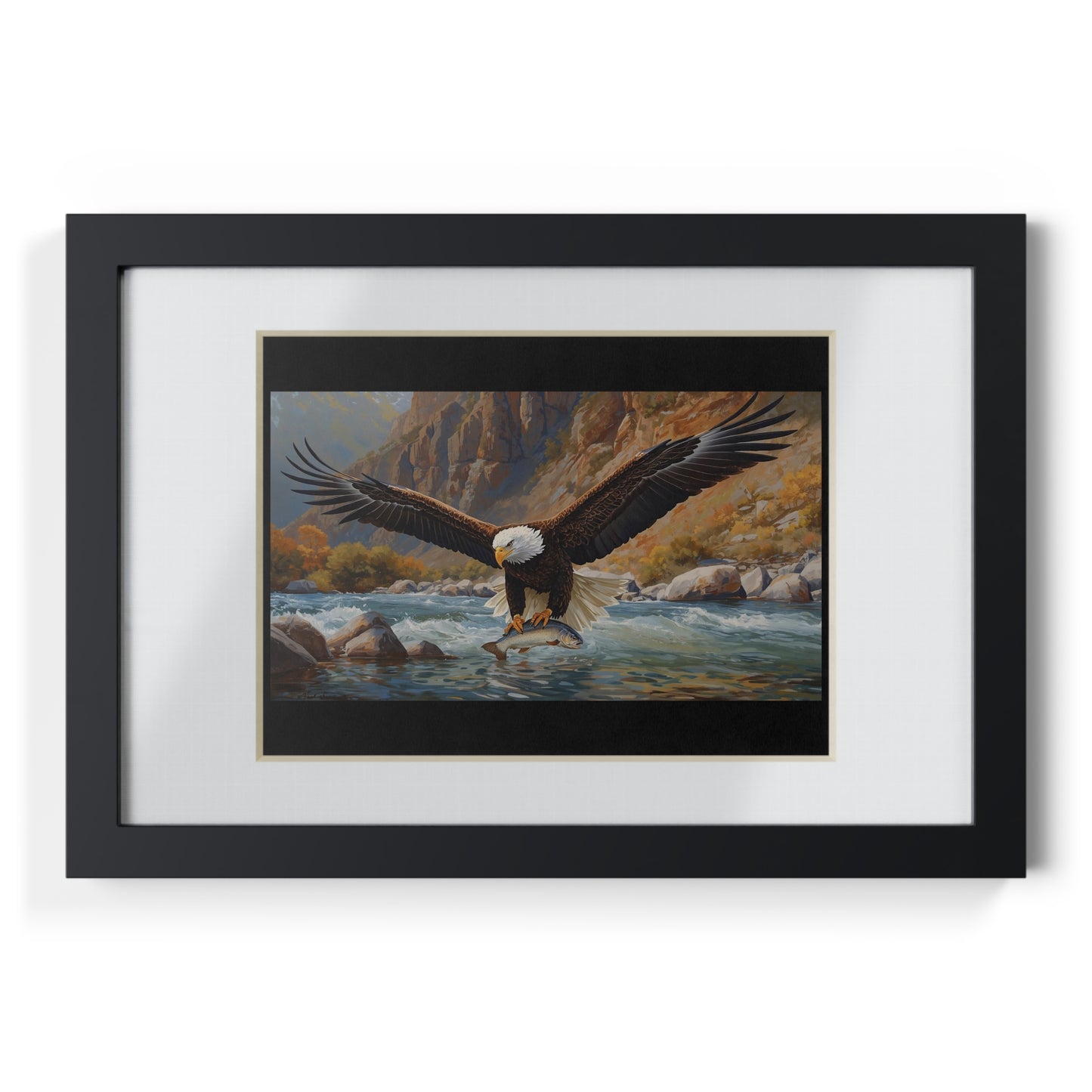 Elegant Black Framed Eagle Print