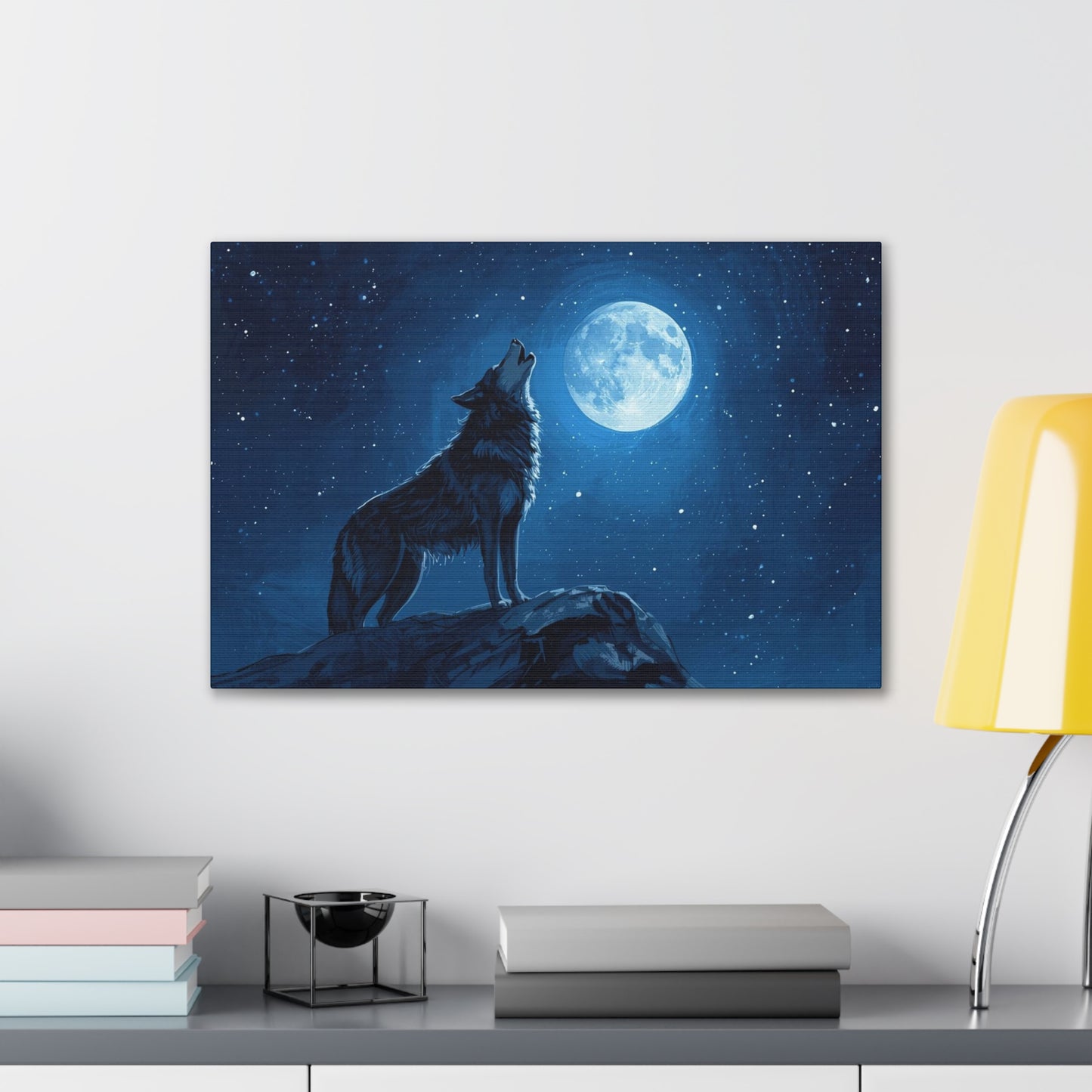 Wolf Howling at Moon Canvas Art