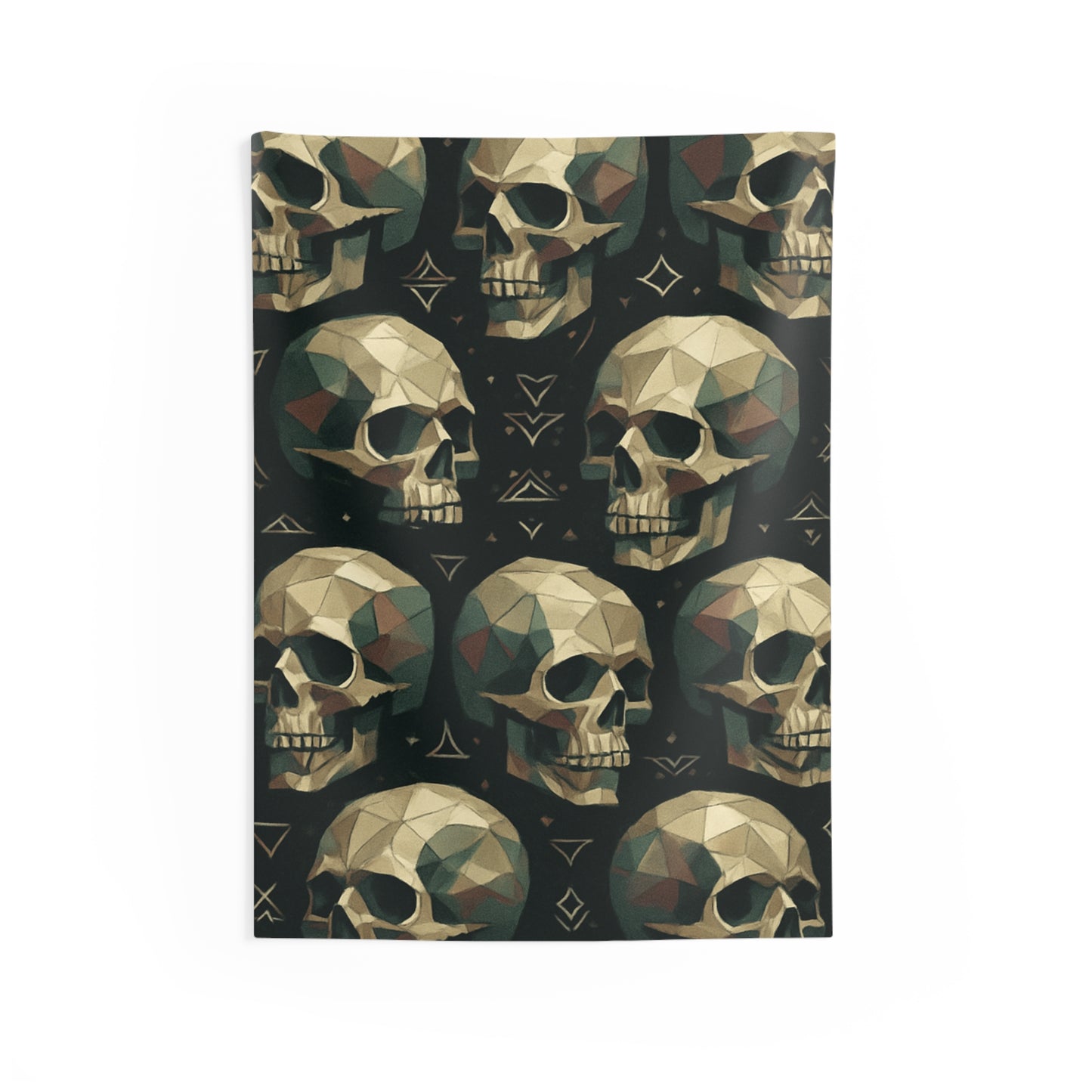 Geometric Skull Tapestry, Boho Wall Art, Gothic Room Decor, Indoor Decoration, Unique Home Accent