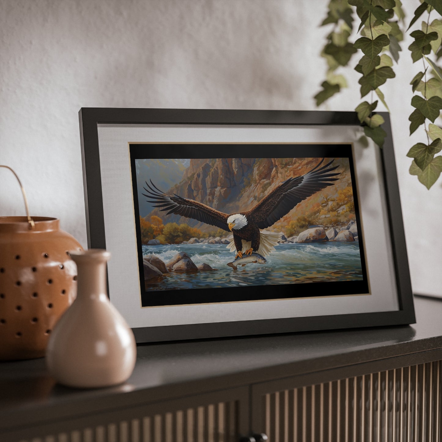 Elegant Black Framed Eagle Print