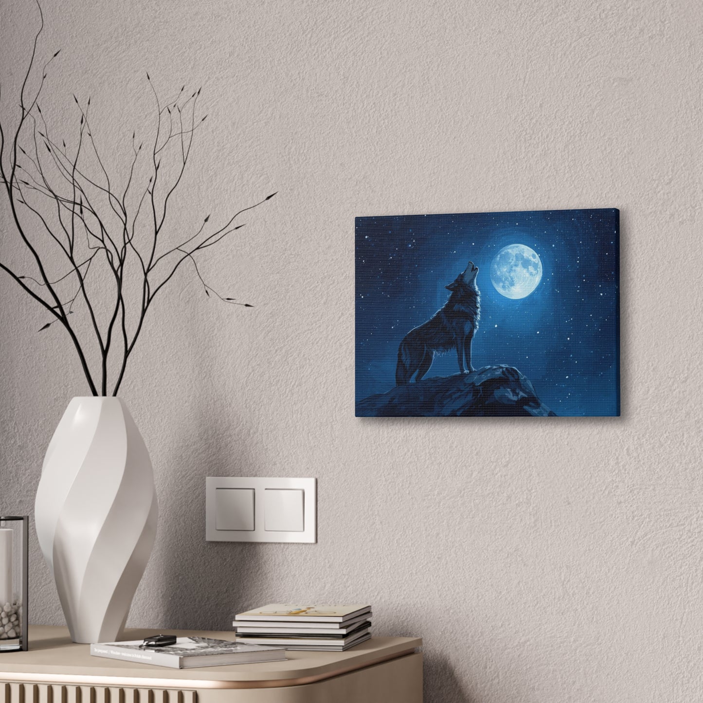 Wolf Howling at Moon Canvas Art