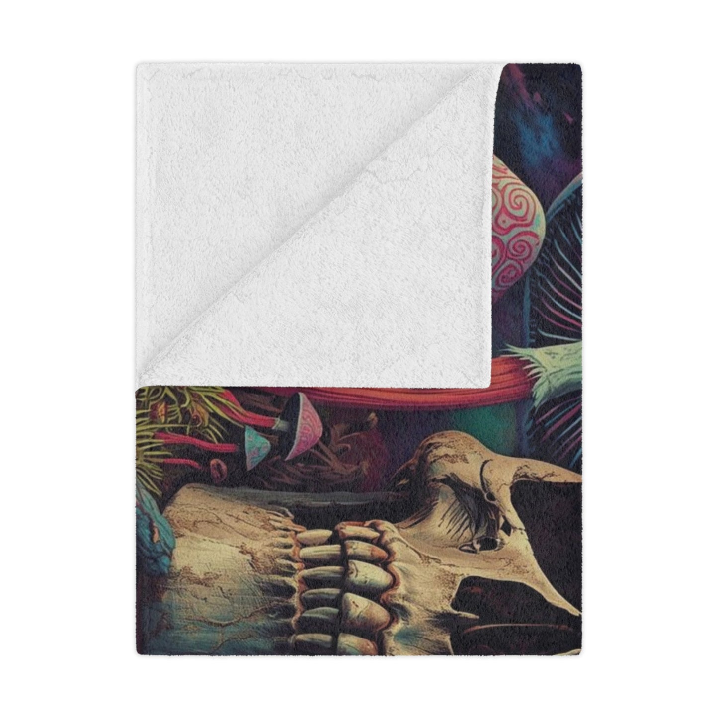 Psychedelic Skull Minky Blanket | Soft Throw Blanket for Boho Decor, Cozy Home, Gift for Dreamers, Halloween, Festival Vibe