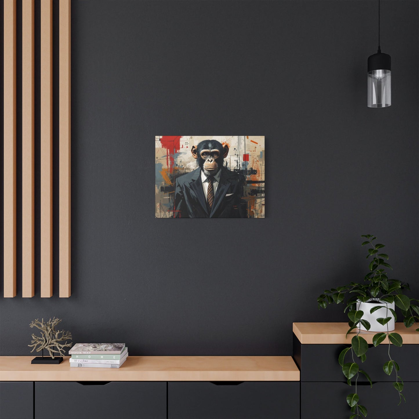 Stylish Monkey Art Canvas Print, Unique Wall Decor, Home Office Decoration, Contemporary Artwork, Gift for Art Lovers