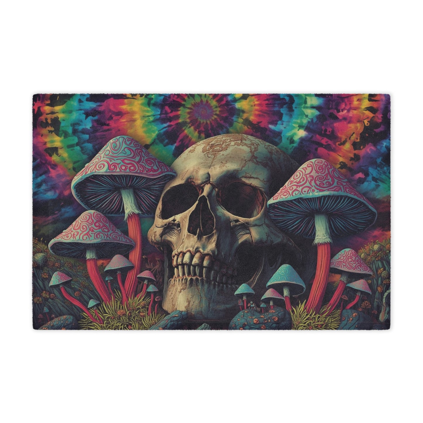 Psychedelic Skull Minky Blanket | Soft Throw Blanket for Boho Decor, Cozy Home, Gift for Dreamers, Halloween, Festival Vibe