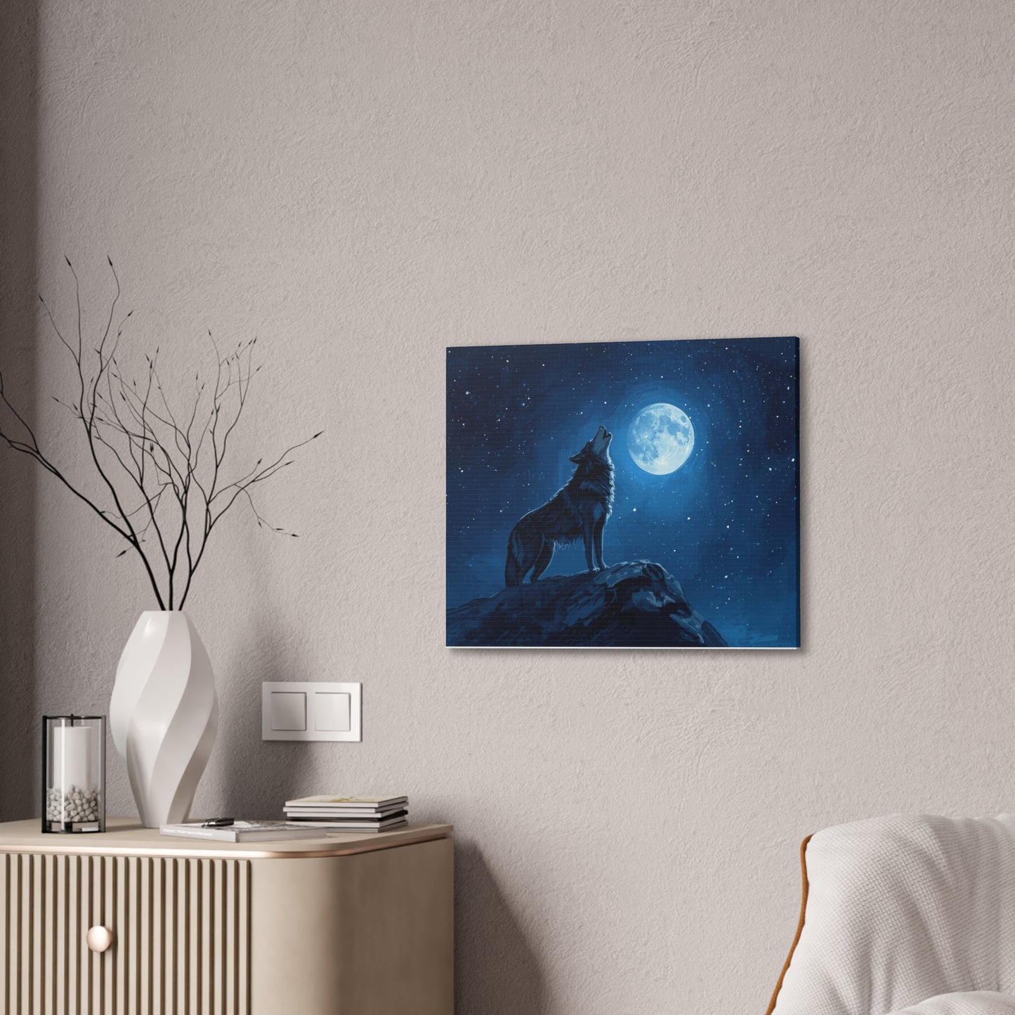 Wolf Howling at Moon Canvas Art