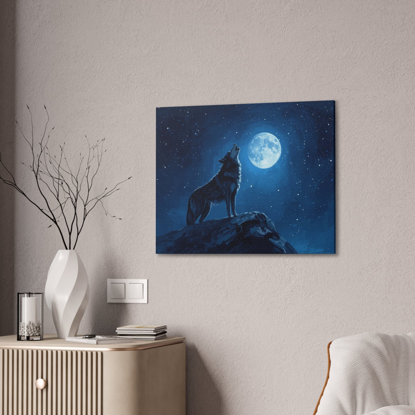 Wolf Howling at Moon Canvas Art