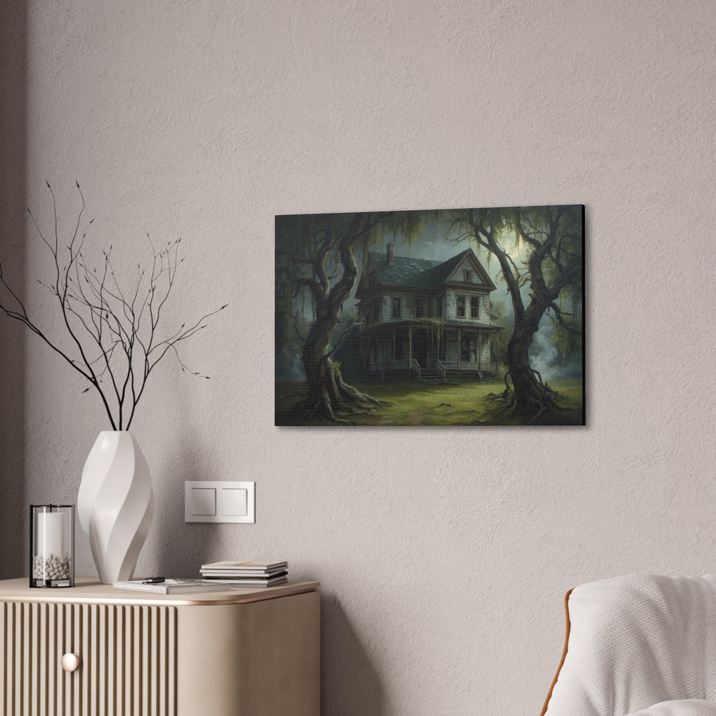 Spooky Vintage House Canvas Art